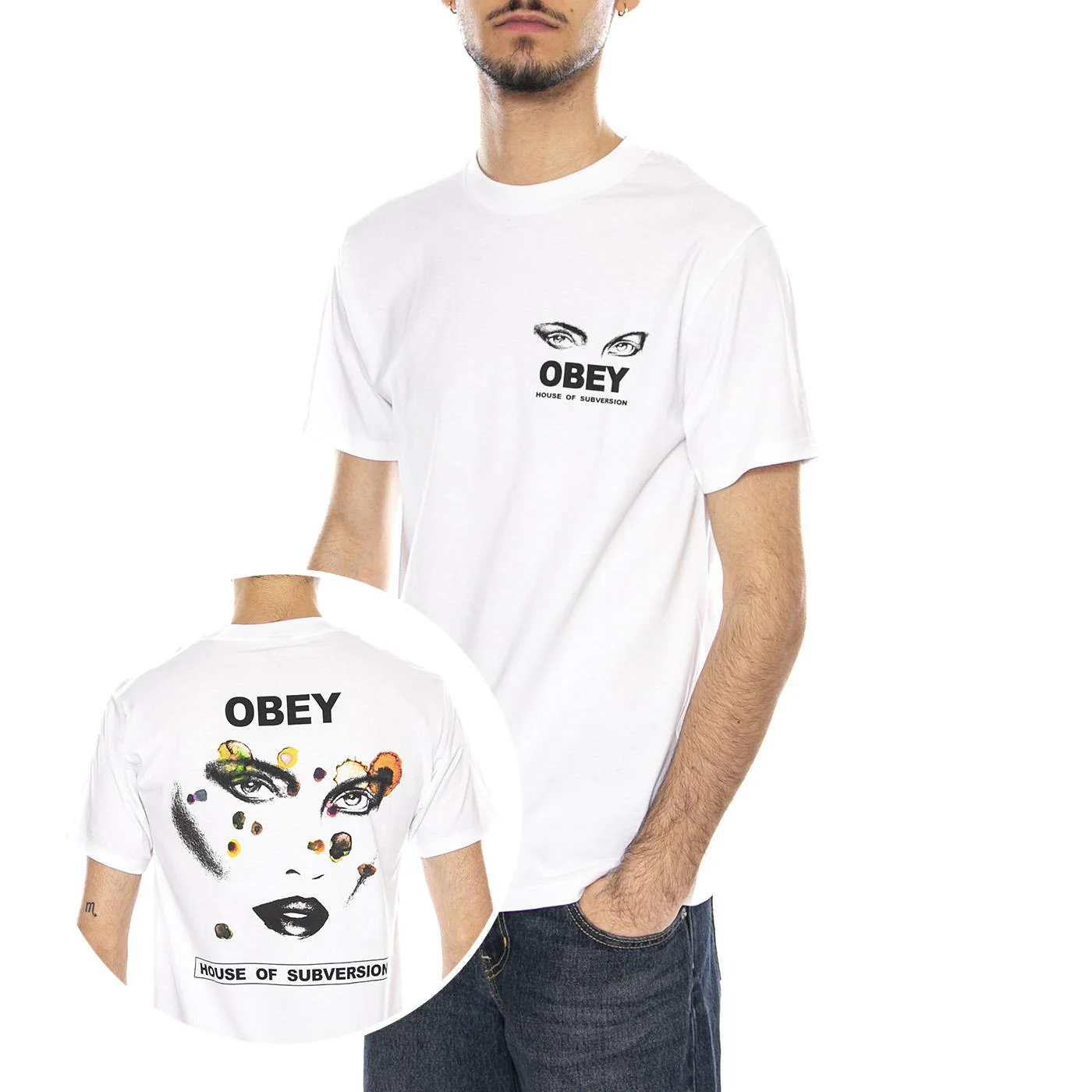 Obey Face of Subversion T-Shirt -- Men's White T-Shirt OBEY