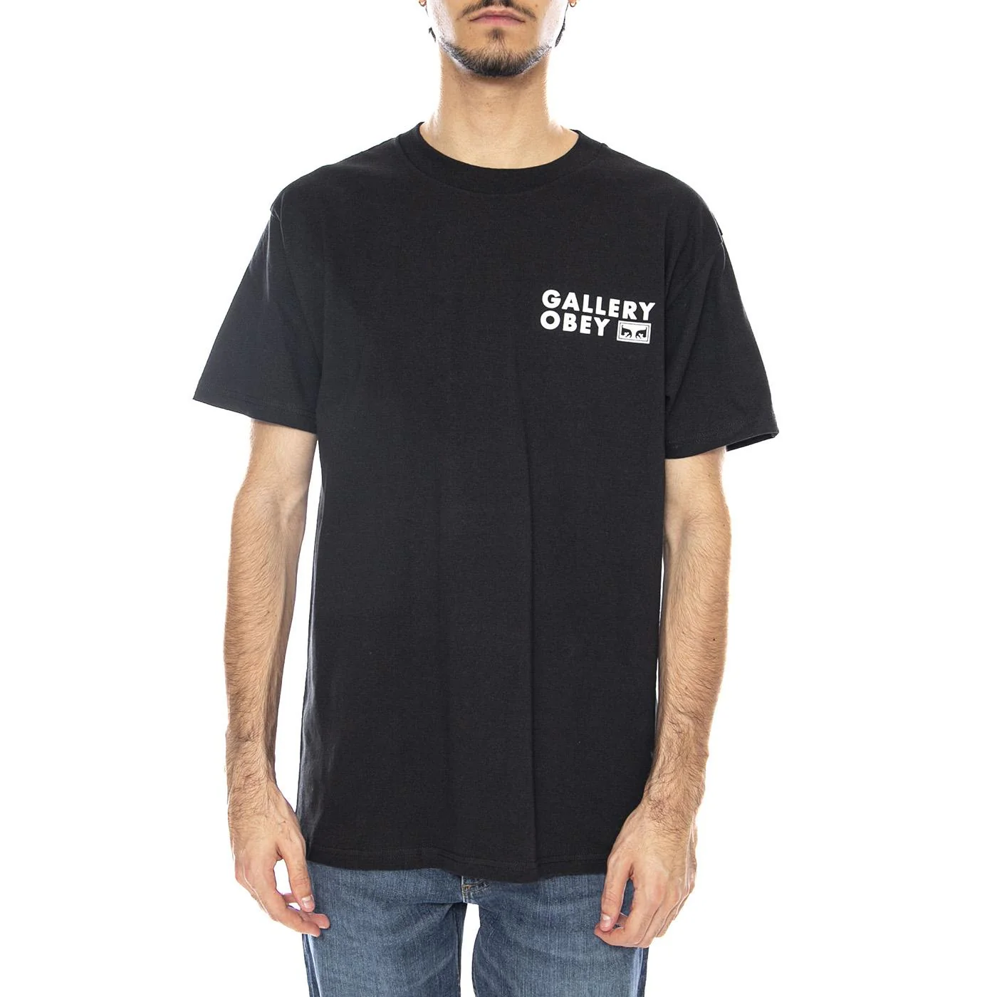 Obey Global Art Department Tee Black - Men's Black Crewneck T-shirt  Men OBEY - Image 2