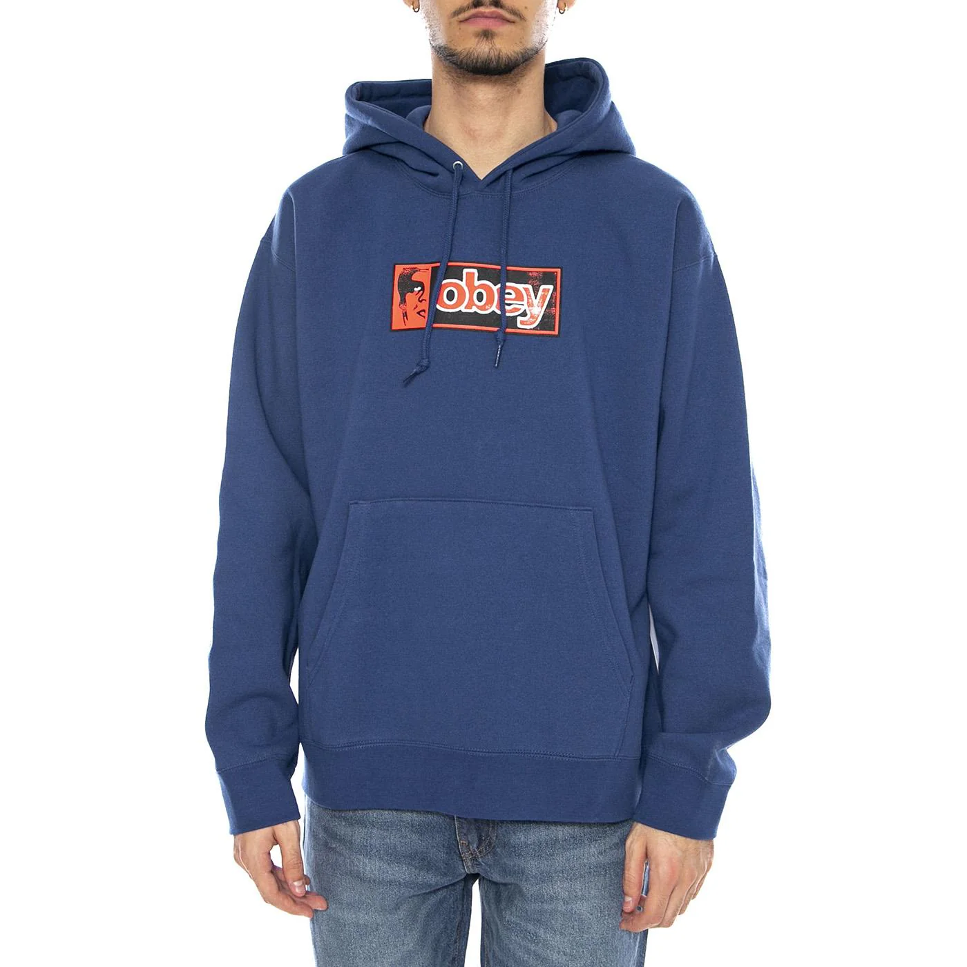 Obey Half Icon Fleece Limoges -- Men's Crewneck Sweatshirt Blue Men OBEY - Image 2