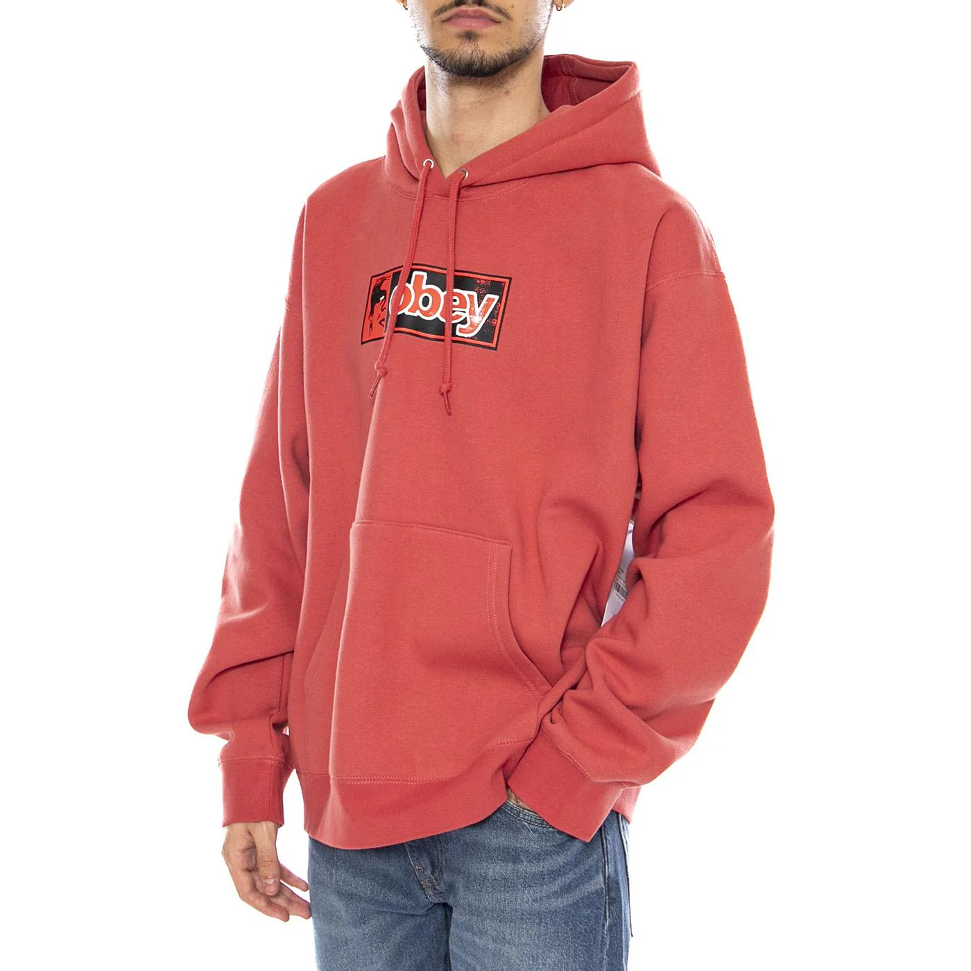 Obey Half Icon Fleece Mineral Red -- Men's Red Hoodie OBEY