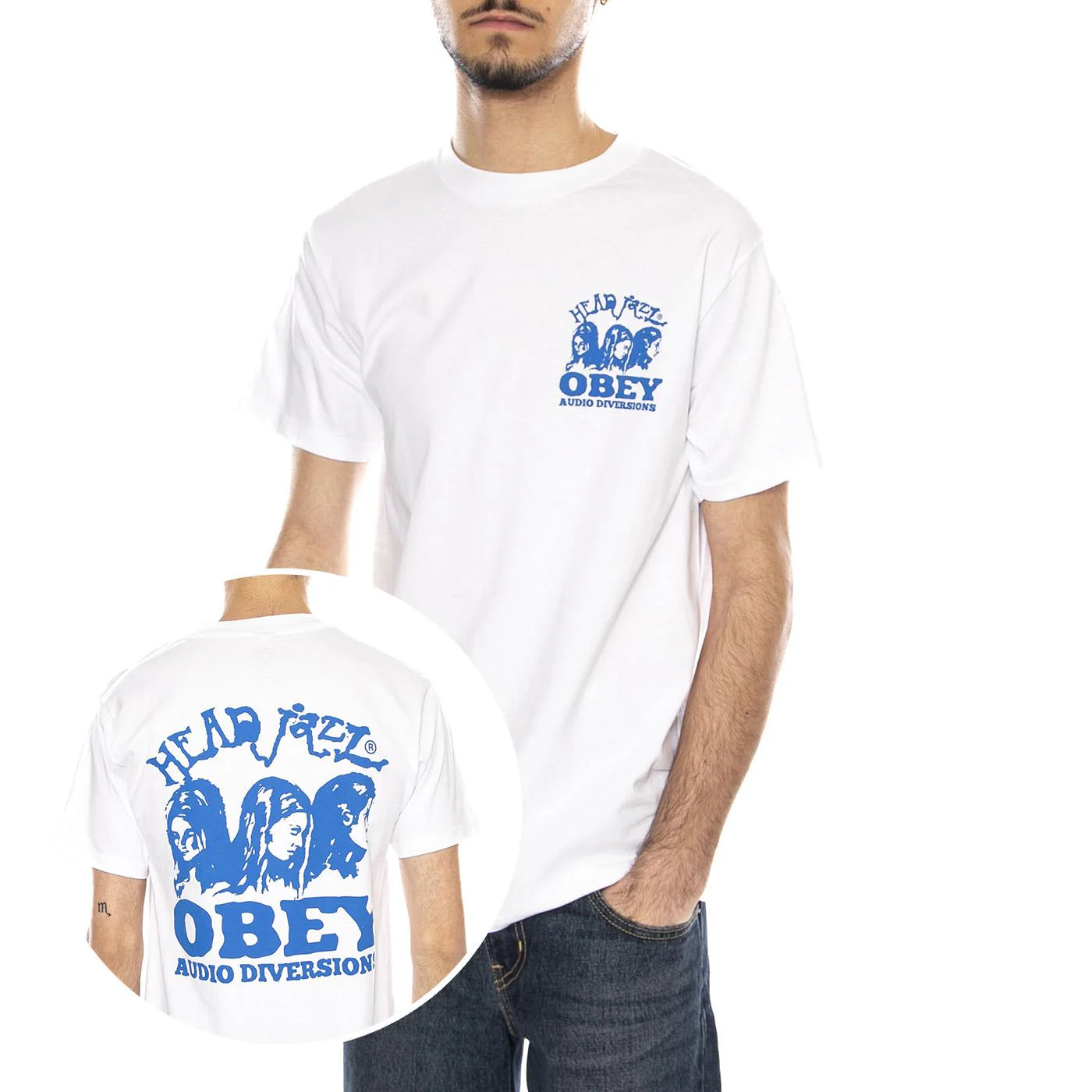 Obey Head Jazz 2 T-Shirt -- Men's White T-Shirt OBEY
