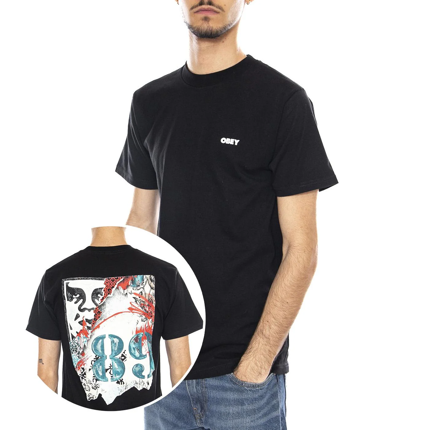 OBEY High Quality Amplification Tee -- Men's Crew Neck T-Shirt Black Men OBEY