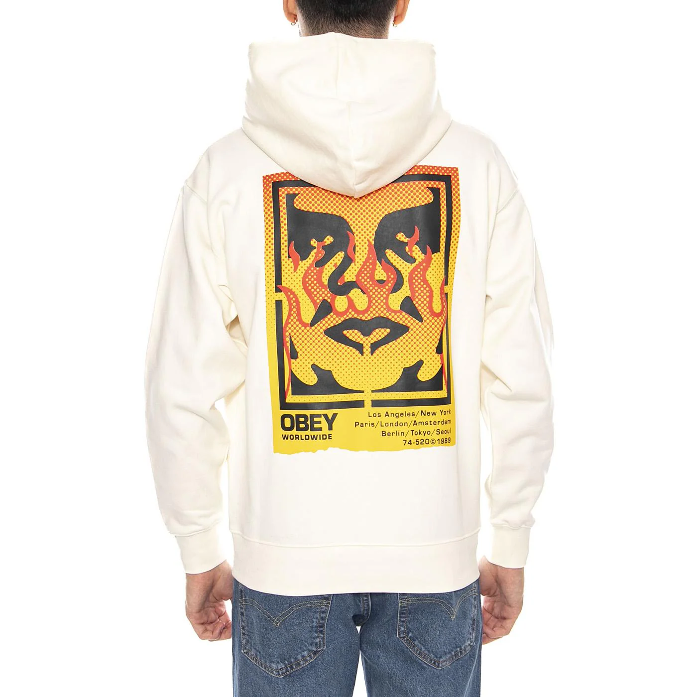 OBEY ICON STENCIL FLAME FLEECE - Men's White Hoodie  Men OBEY - Image 3