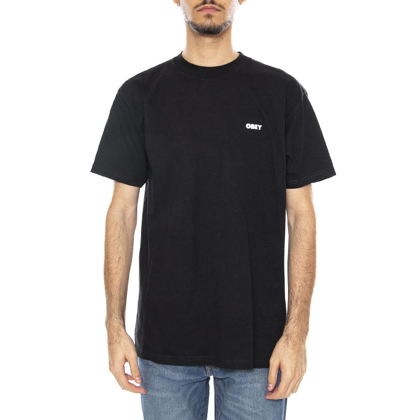 Obey Icon Stencil Flame Tee -- Men's Crew Neck T-Shirt Black Men OBEY - Image 2