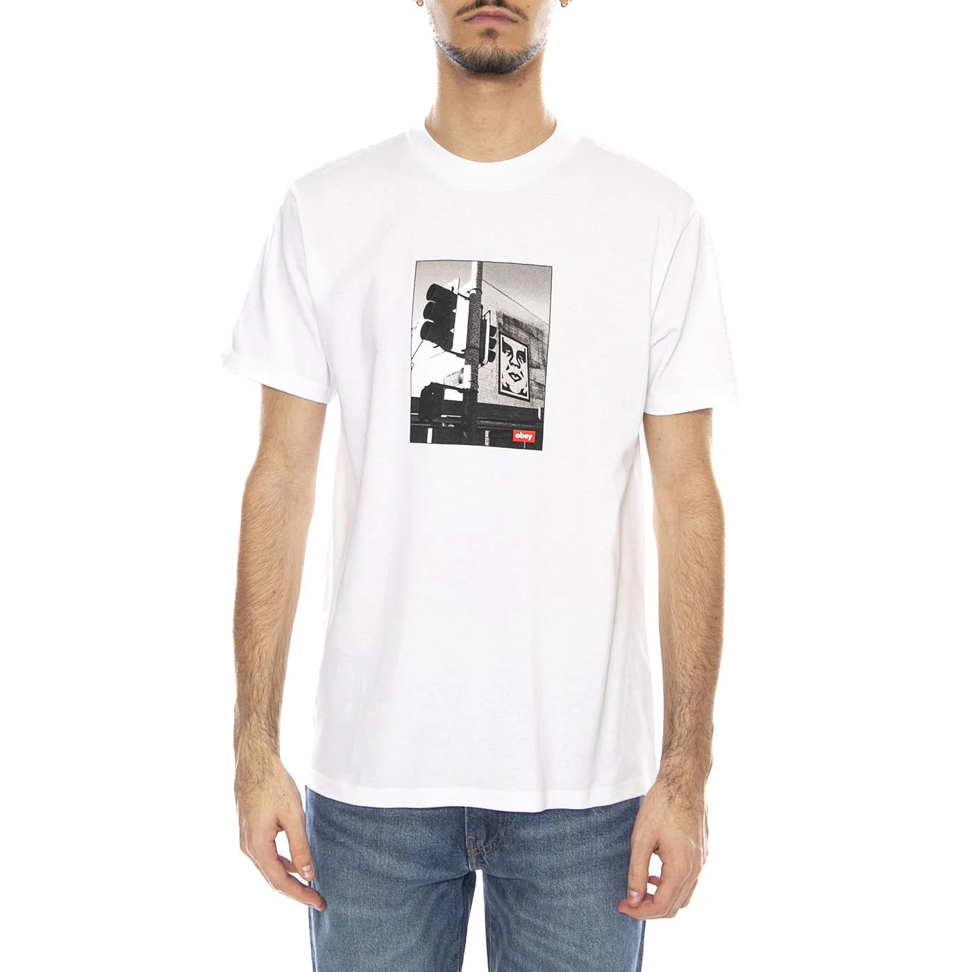 OBEY Los Angeles Photo Tee -- Men's Crew Neck T-Shirt White Men's OBEY - Image 2
