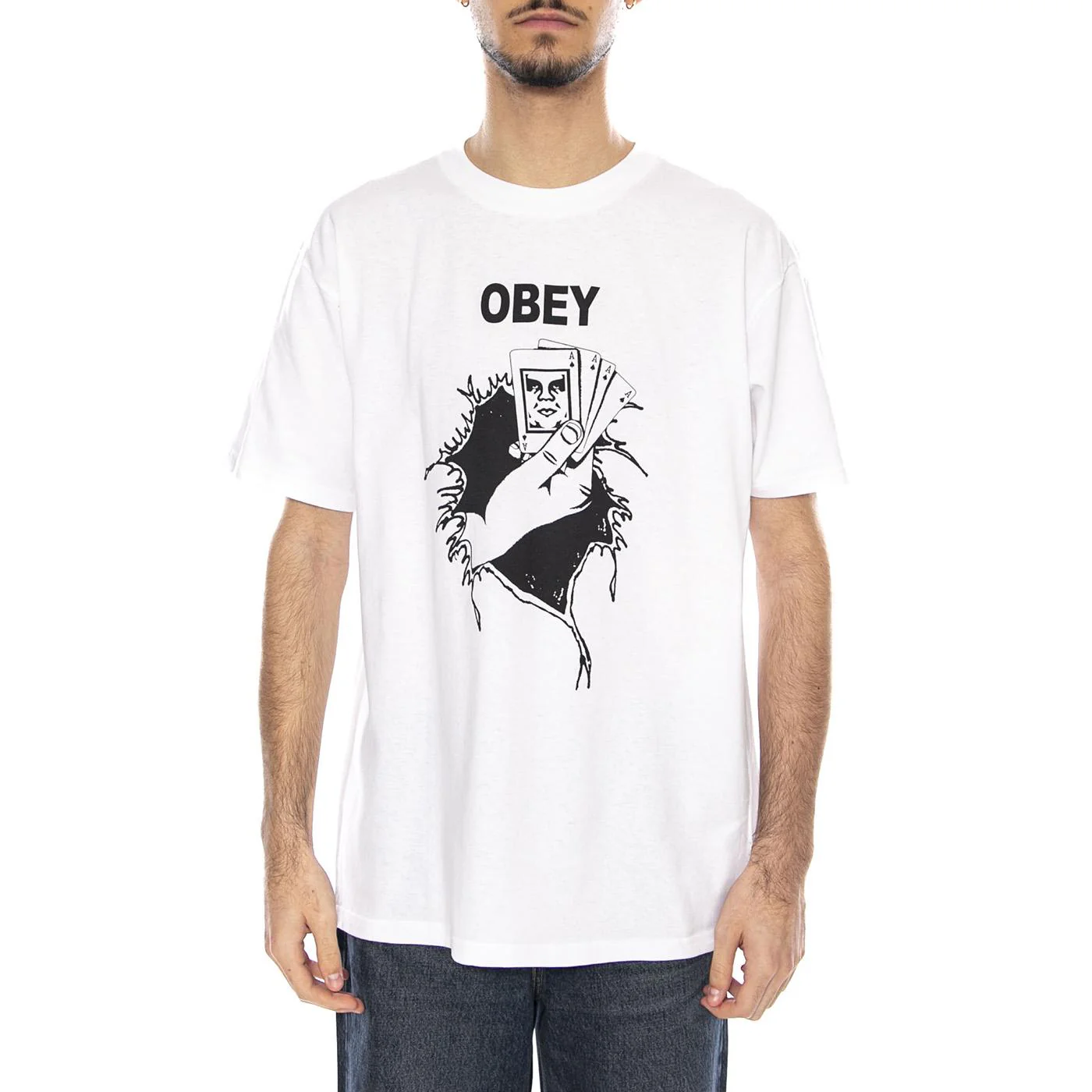 Obey Nothing Can Save You T-Shirt -- Men's White T-Shirt OBEY - Image 2
