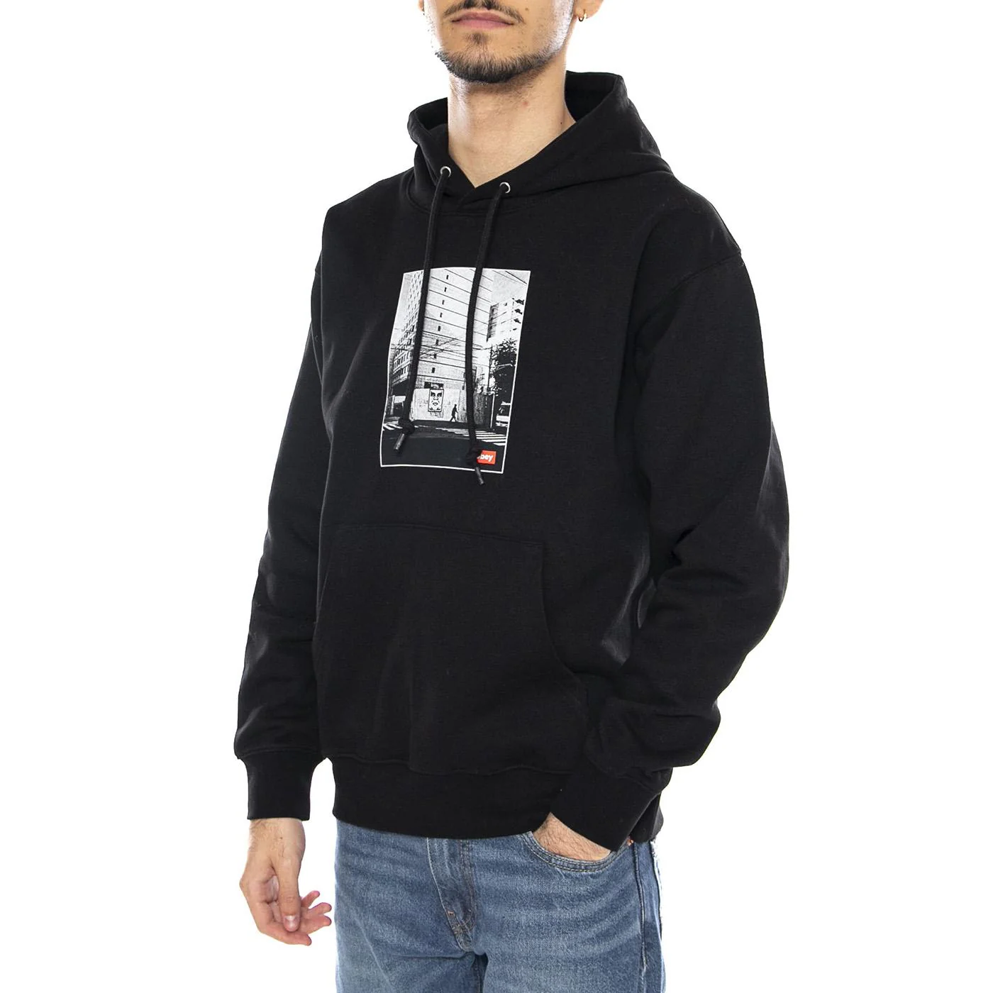Obey Osaka Photo Fleece Black -- Black Men's Hoodie OBEY