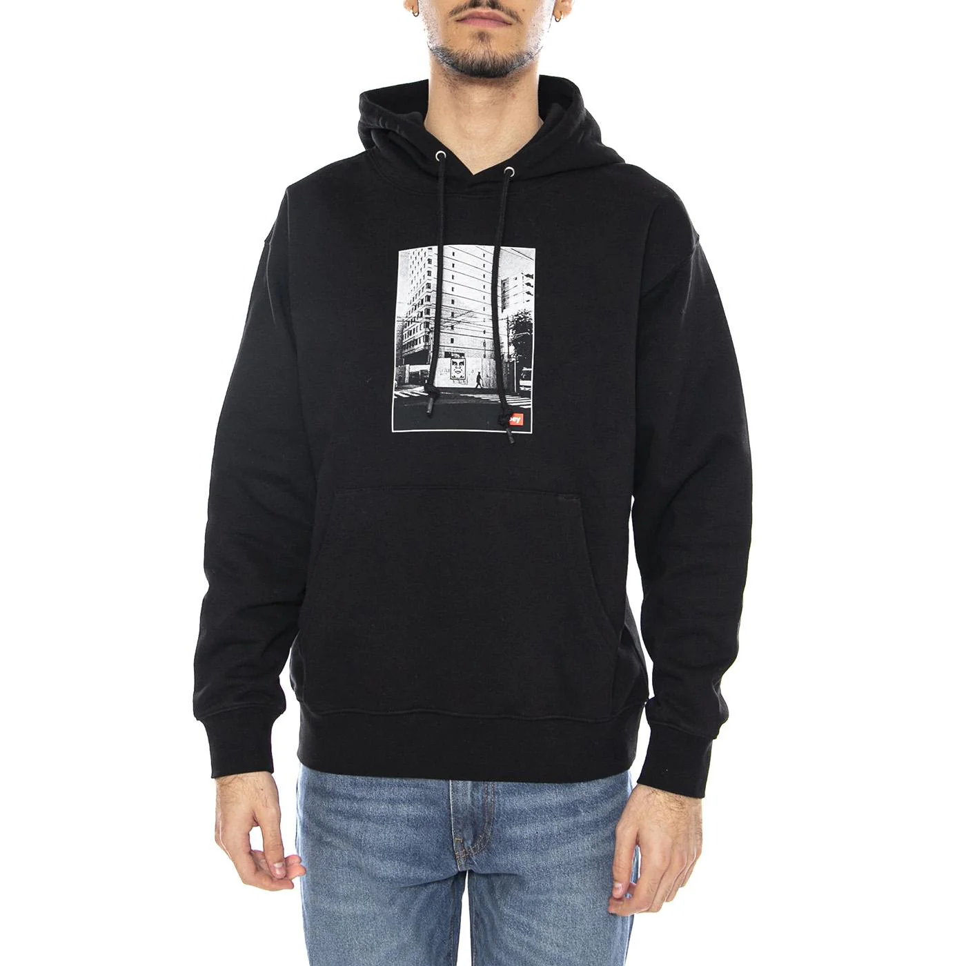 Obey Osaka Photo Fleece Black -- Black Men's Hoodie OBEY - Image 2