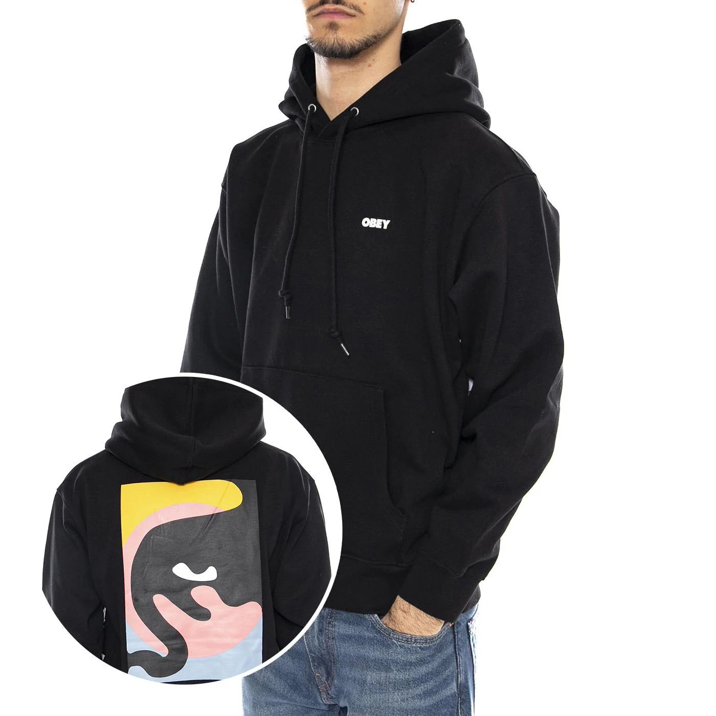 OBEY Quarter Icon Fleece Black -- Men's Black Hoodie OBEY