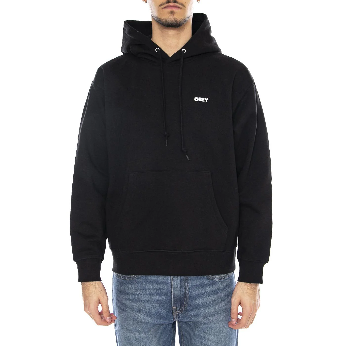 OBEY Quarter Icon Fleece Black -- Men's Black Hoodie OBEY - Image 2