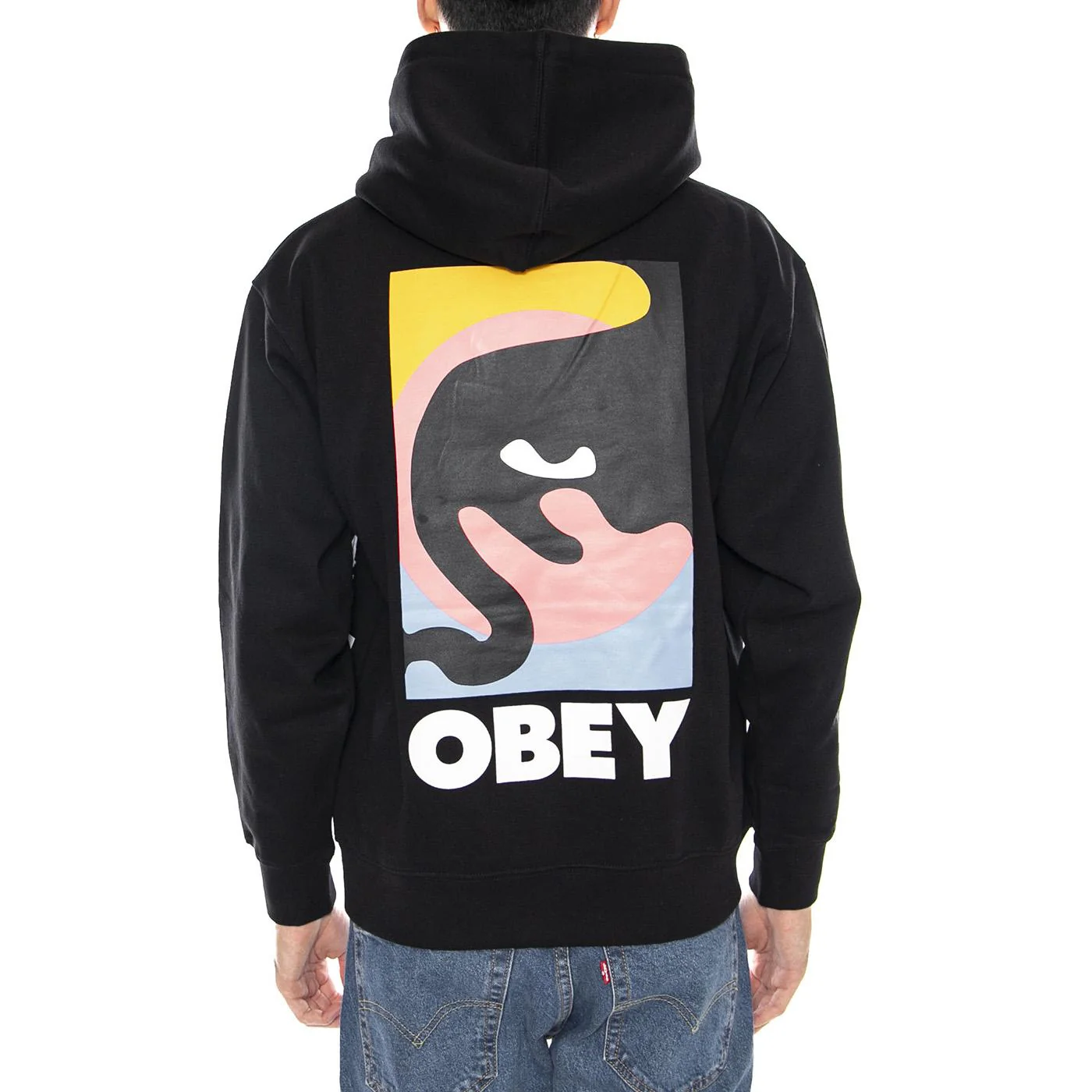 OBEY Quarter Icon Fleece Black -- Men's Black Hoodie OBEY - Image 3