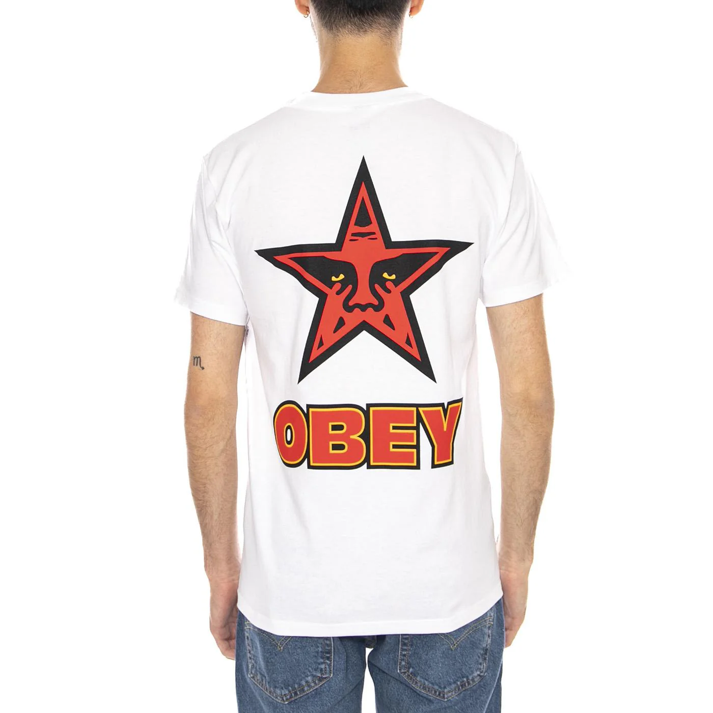 Obey Star Tee -- Men's Crew Neck T-Shirt White Men OBEY - Image 3