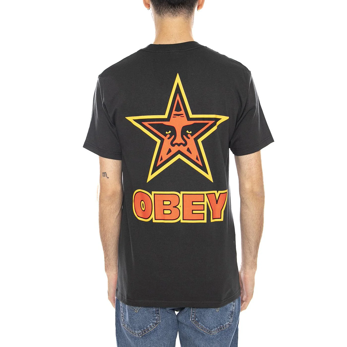 Obey Star Tee -- Men's Black Crew Neck T-Shirt OBEY - Image 3
