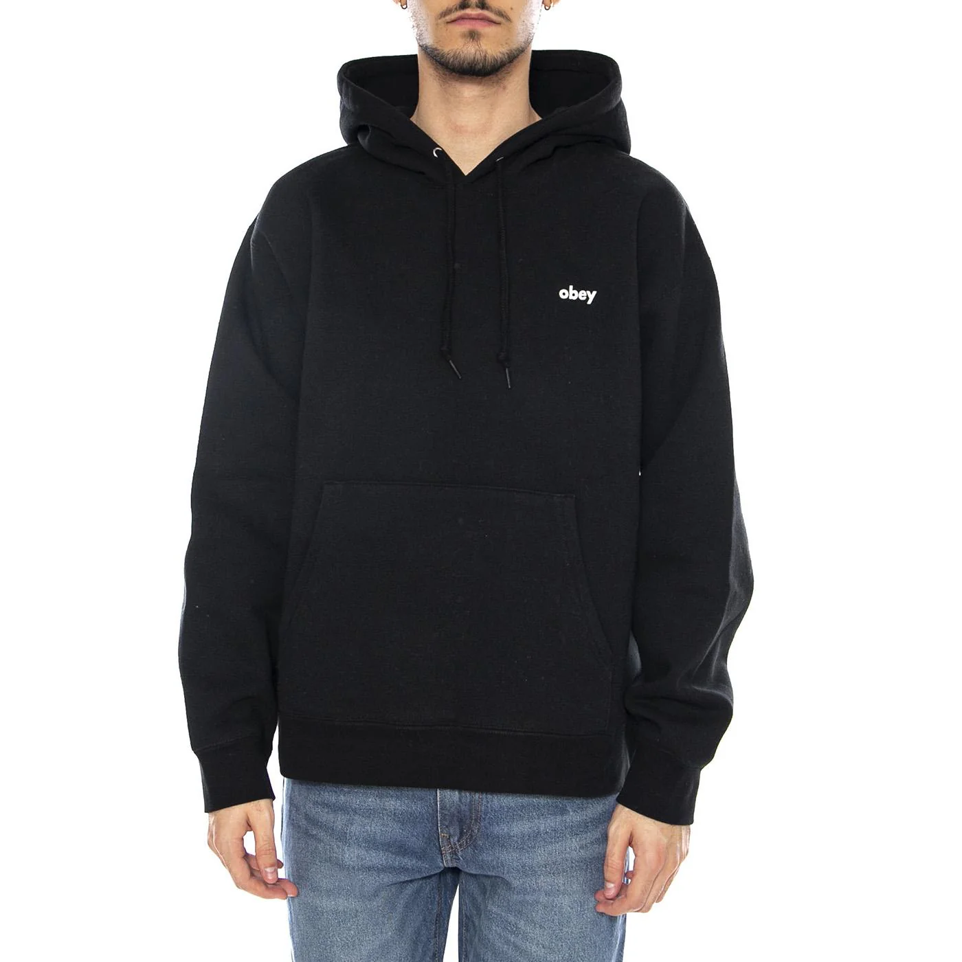 Obey Studios Icon Fleece Black -- Men's Crewneck Sweatshirt Black Men OBEY - Image 2