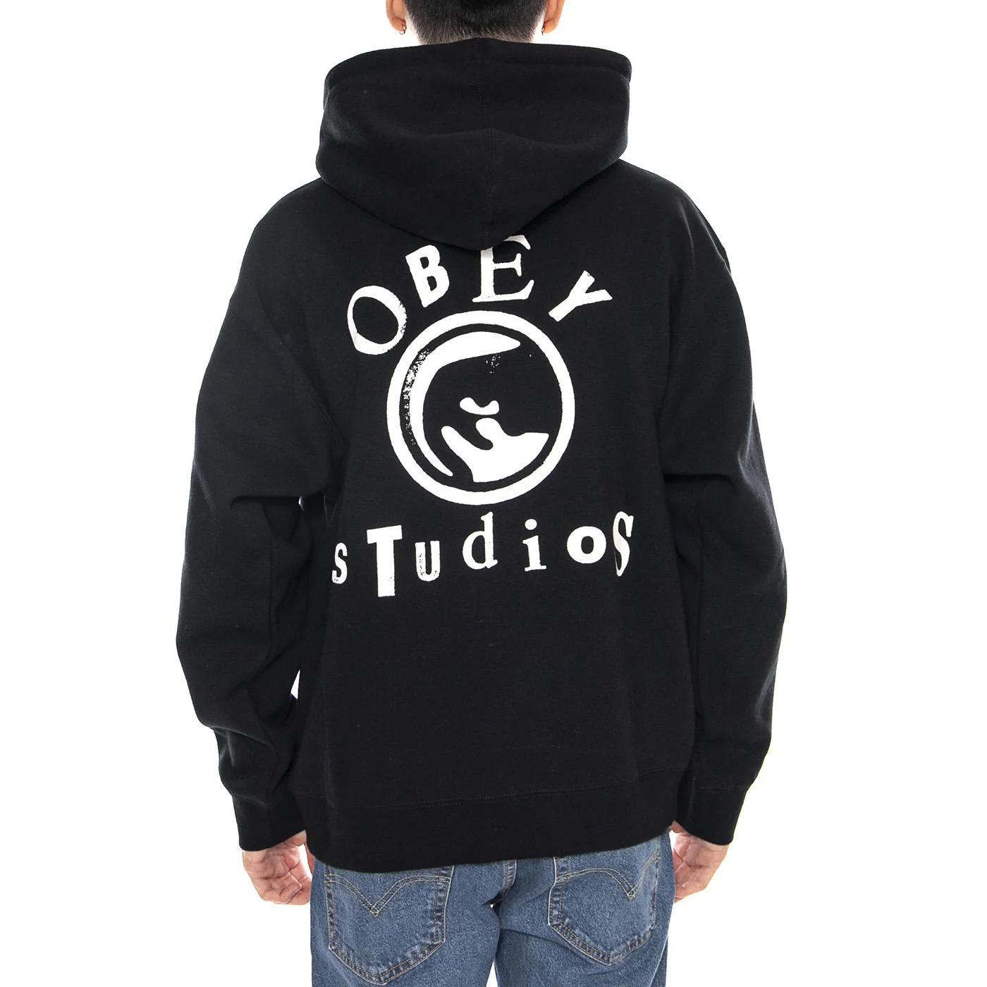 Obey Studios Icon Fleece Black -- Men's Crewneck Sweatshirt Black Men OBEY - Image 3