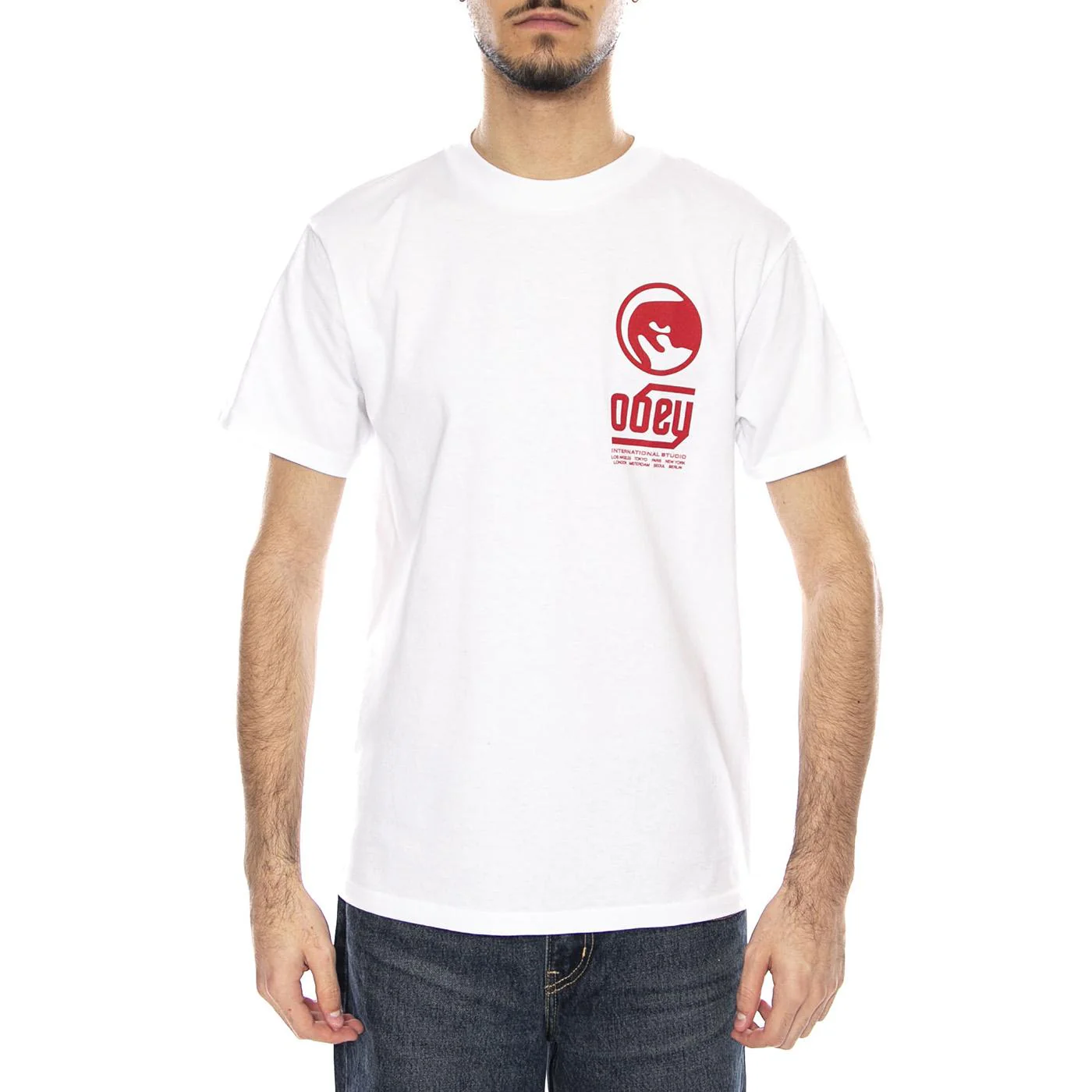 Obey Trademark T-Shirt -- Men's White T-Shirt OBEY - Image 2