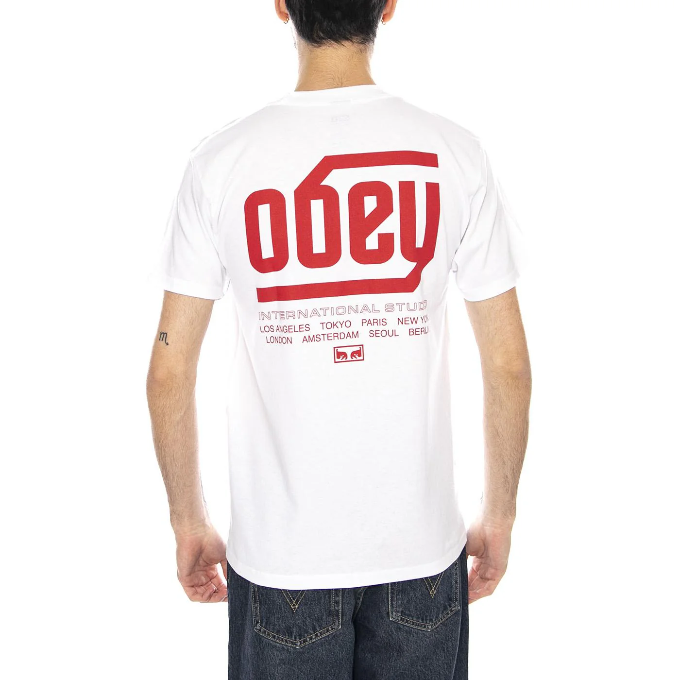Obey Trademark T-Shirt -- Men's White T-Shirt OBEY - Image 3