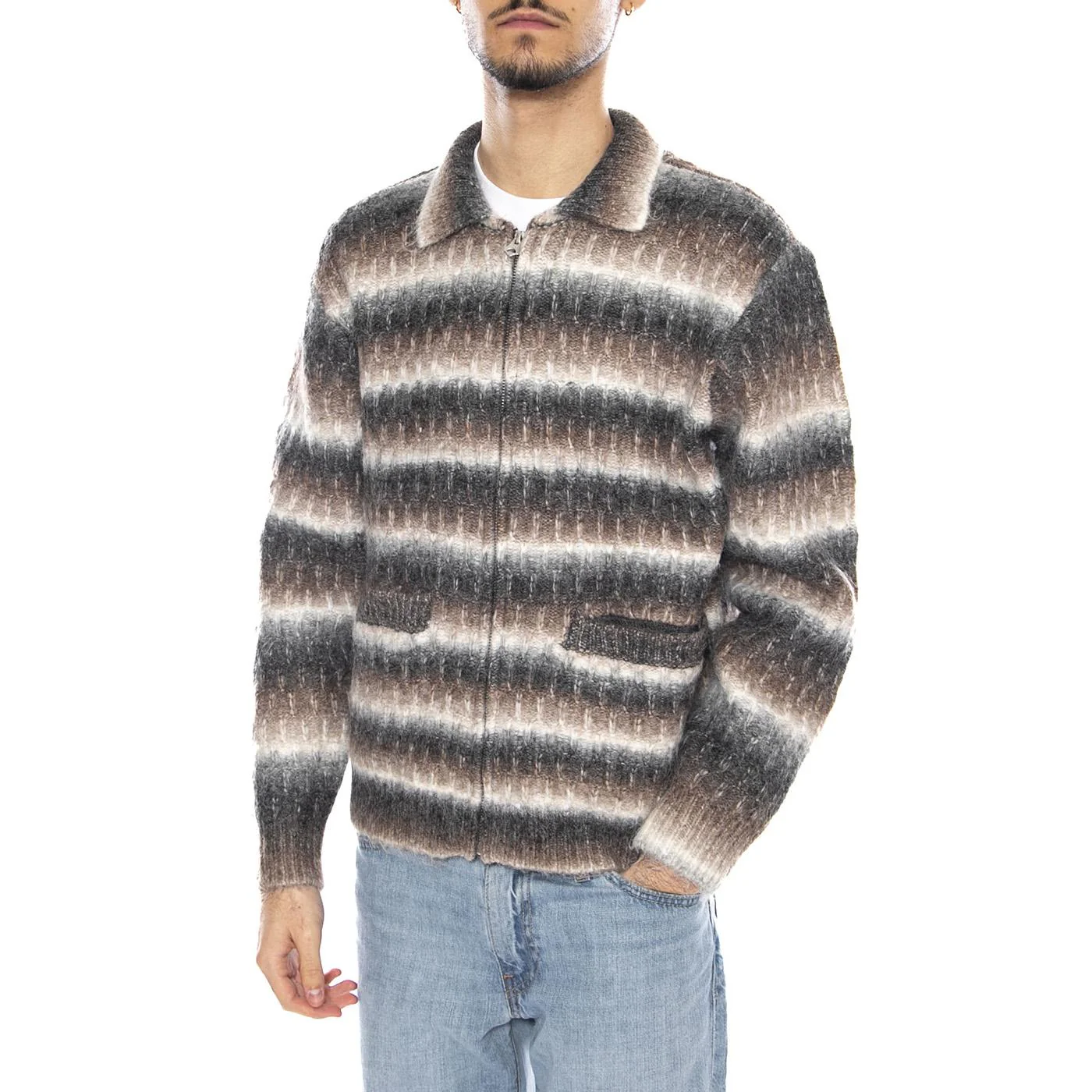 Reggie Zip Up Cardigan -- Men's Cardigan Black Multi Men OBEY