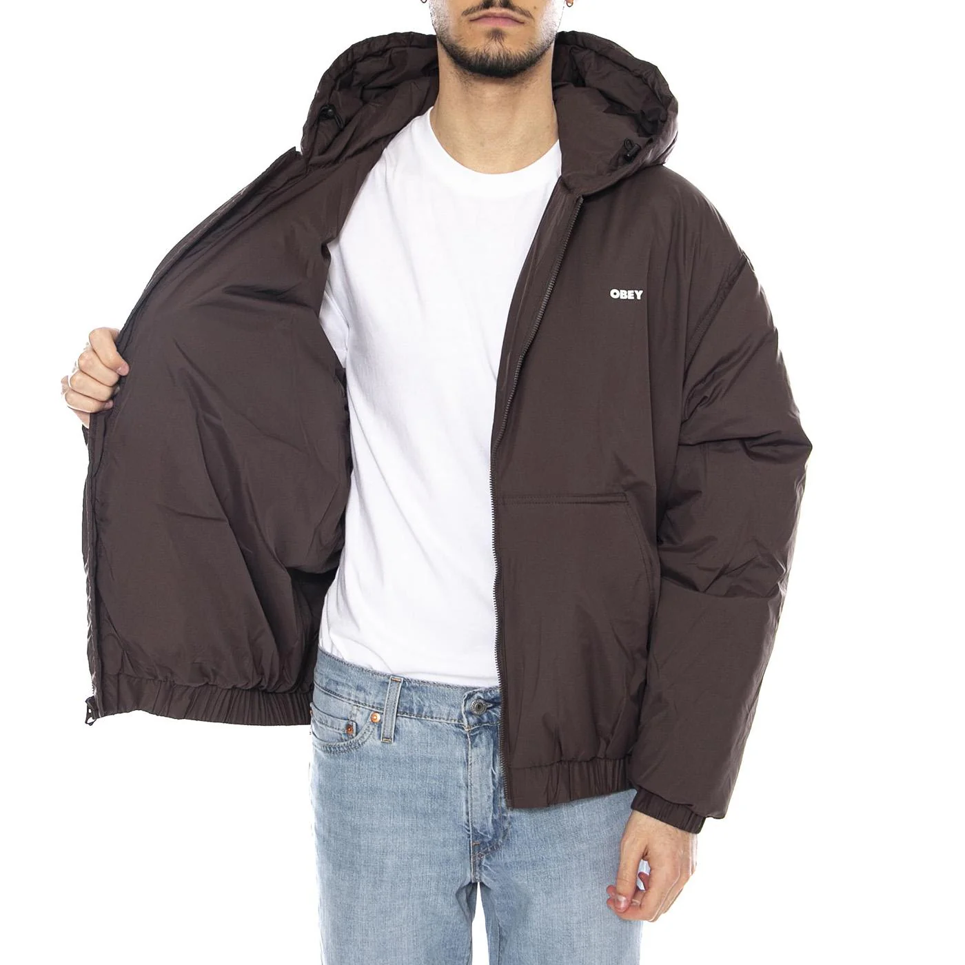 Retreat Hooded Jacket -- Men's Brown Hooded Jacket OBEY - Image 4