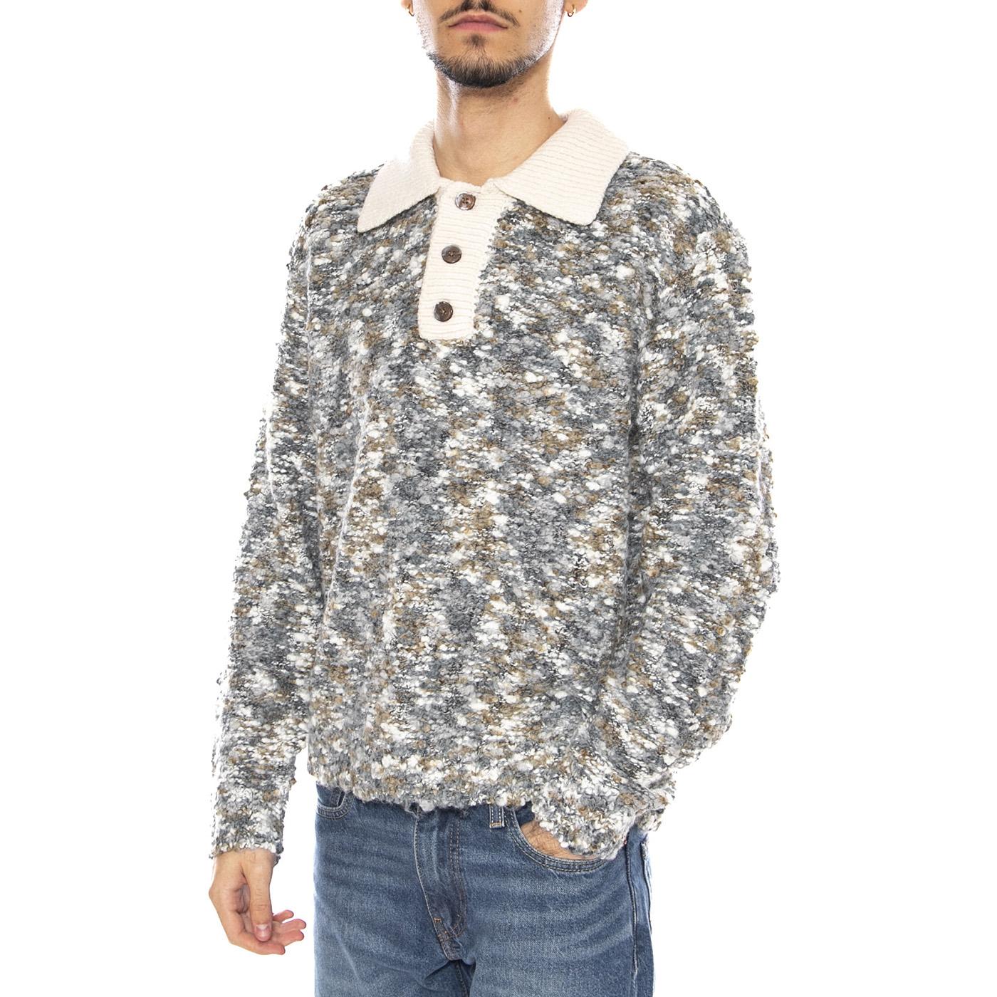 Reuben Sweater Polo Grey / Multi -- Men's Long Sleeve Polo Grey / Multicolor Men OBEY