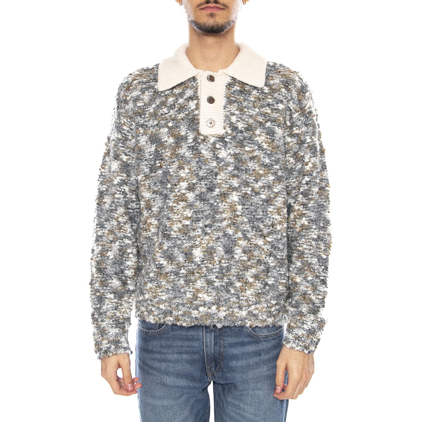 Reuben Sweater Polo Grey / Multi -- Men's Long Sleeve Polo Grey / Multicolor Men OBEY - Image 2