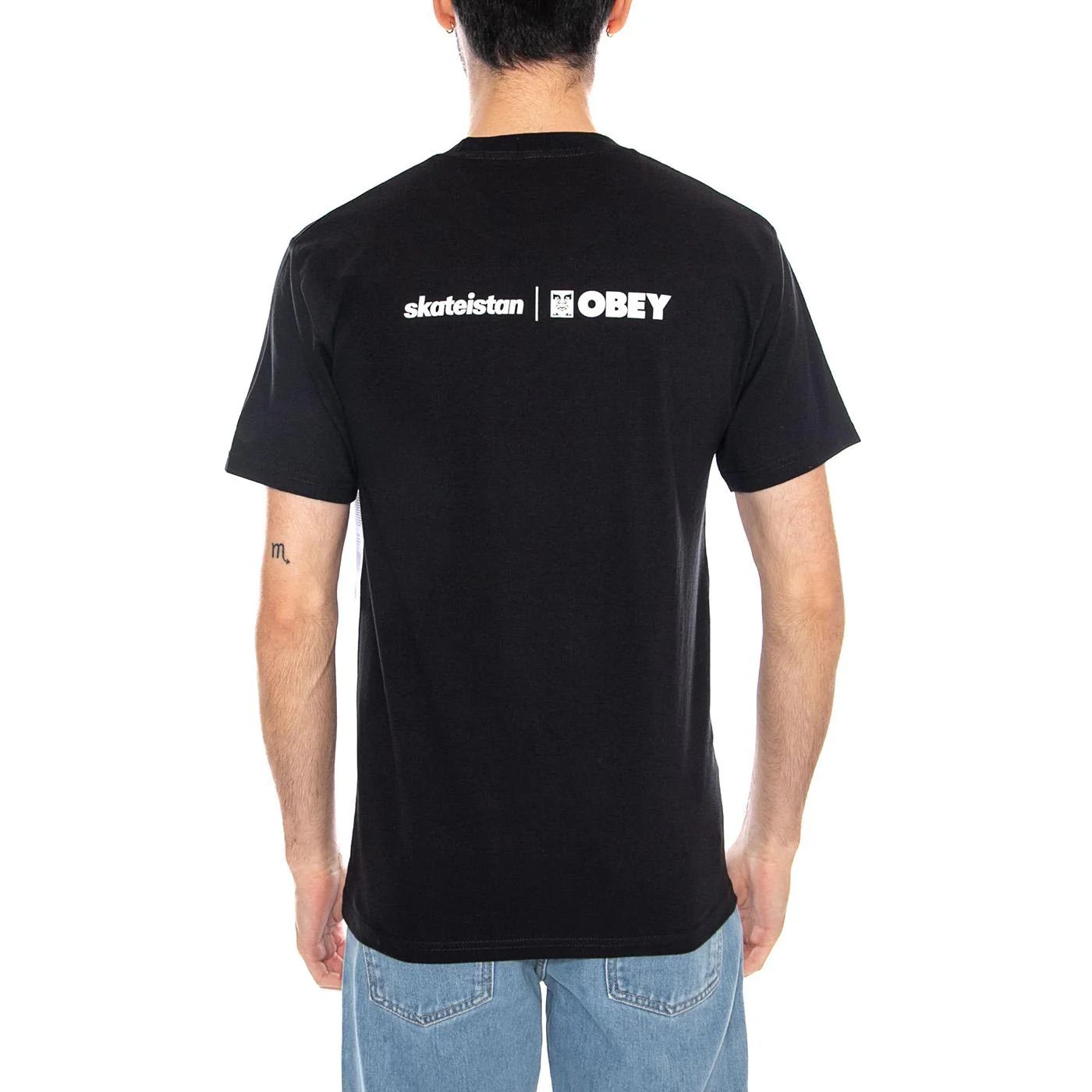 Skateistan / Obey Tee - Men's Black Crew Neck T-Shirt Men OBEY - Image 3