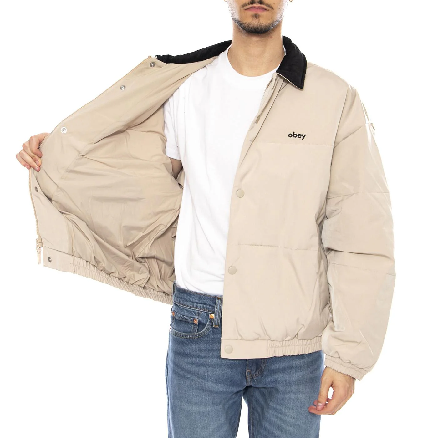 Whispers Jacket Feather Grey / Multi -- Men's Jacket Light Grey / Multicolor Men OBEY - Image 4