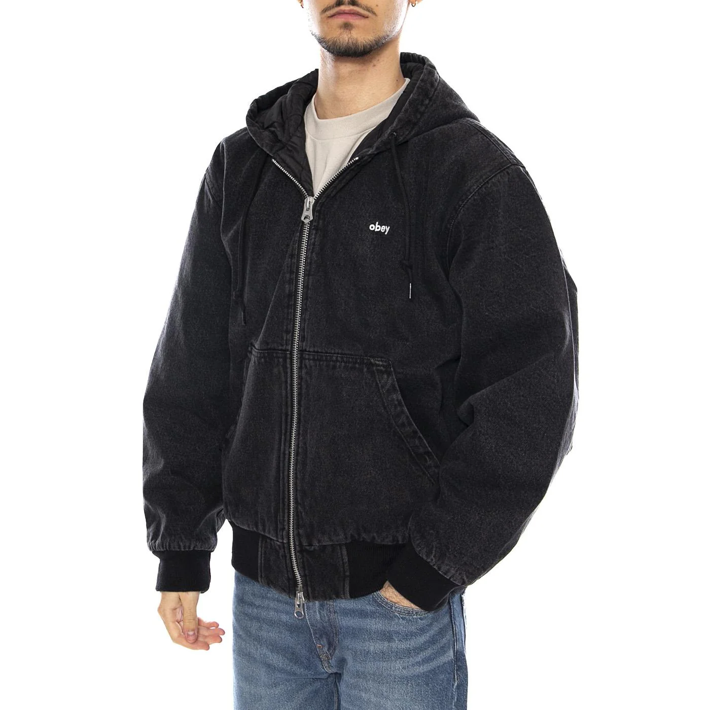 Wiltern Zip Up Hood Jacket -- Black Men's Hoodie OBEY