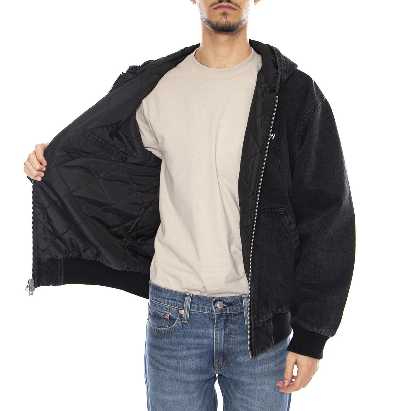 Wiltern Zip Up Hood Jacket -- Black Men's Hoodie OBEY - Image 4