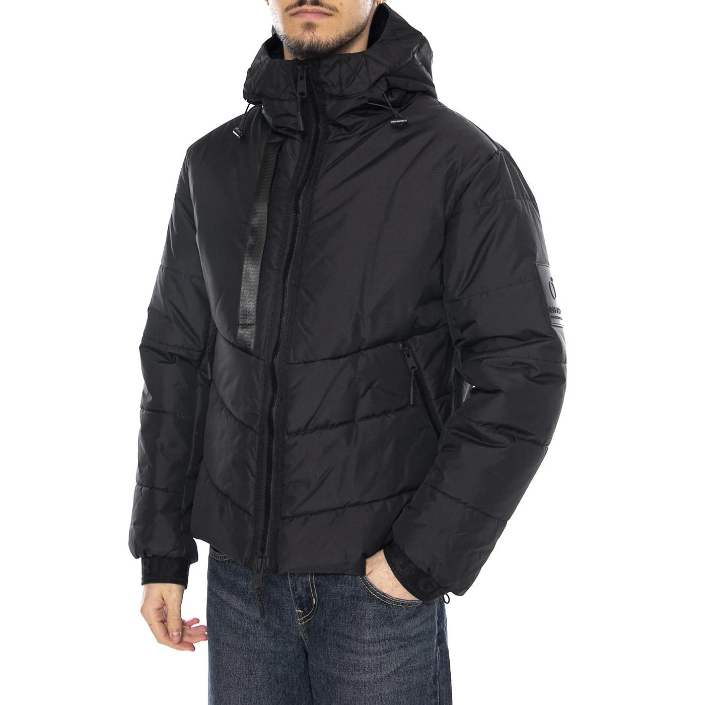 Muster Padding Jacket Black - Men's Hooded Jacket Black Men OFF GRID