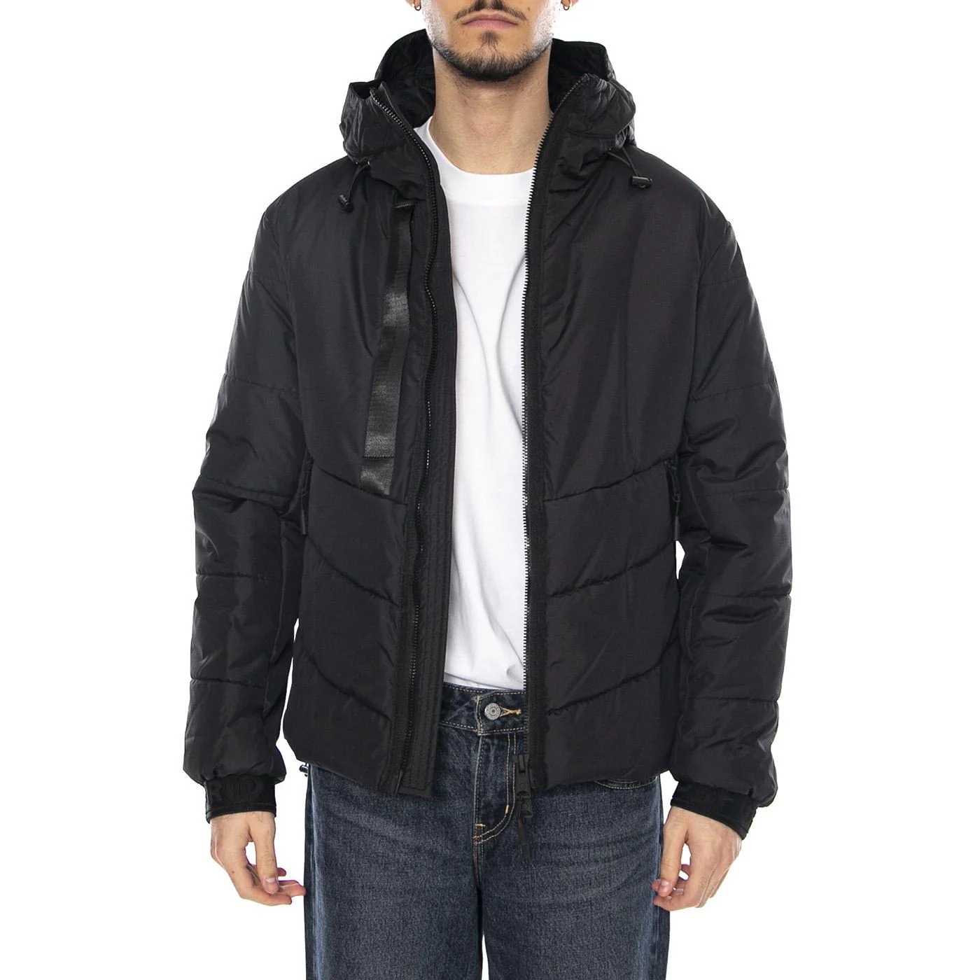Muster Padding Jacket Black - Men's Hooded Jacket Black Men OFF GRID - Image 2
