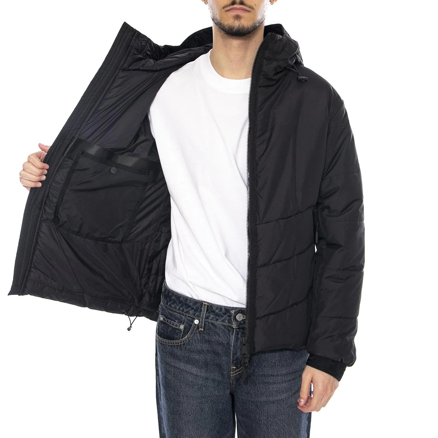 Muster Padding Jacket Black - Men's Hooded Jacket Black Men OFF GRID - Image 4