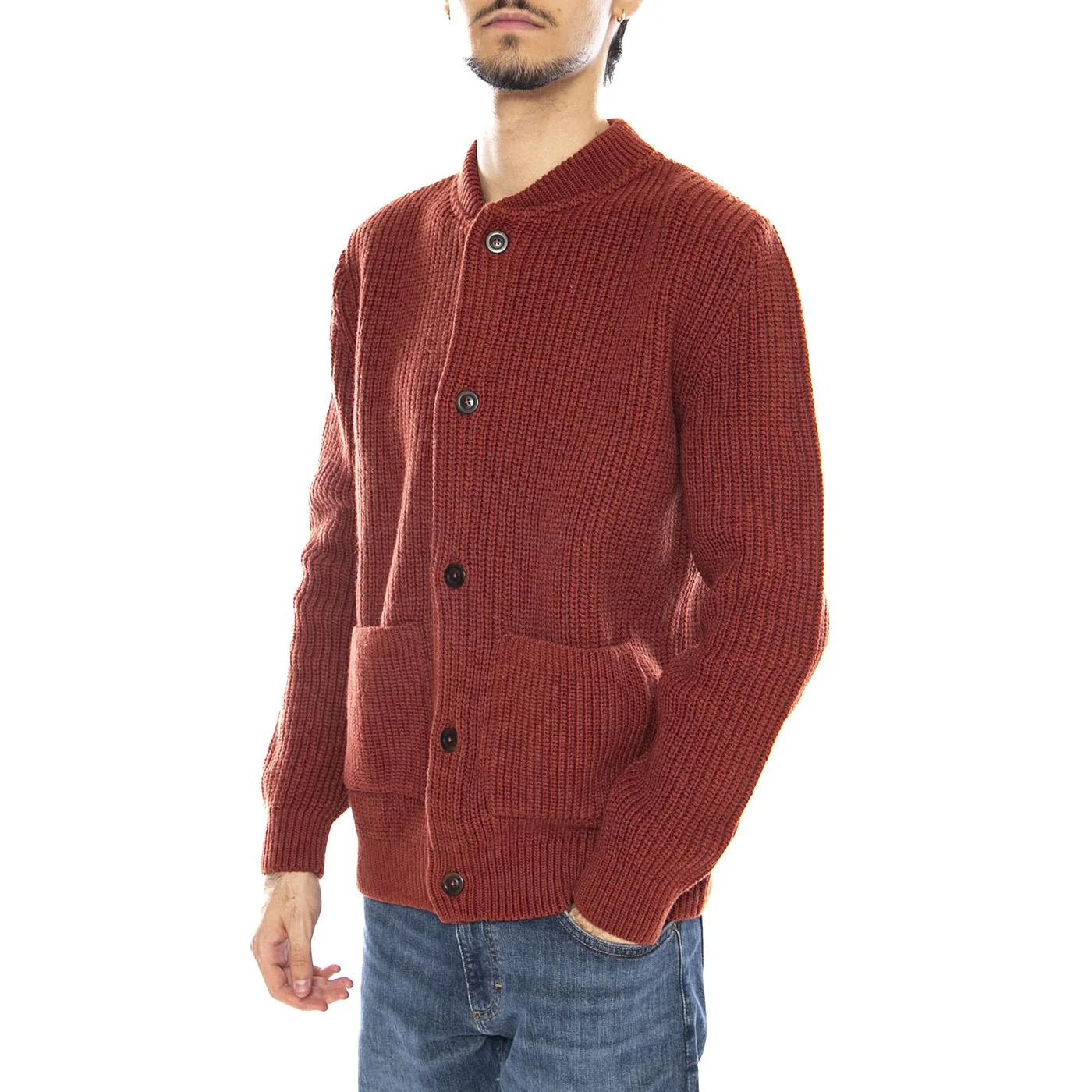 Tricot Orange -- Men's Cardigan Orange Men OLOW