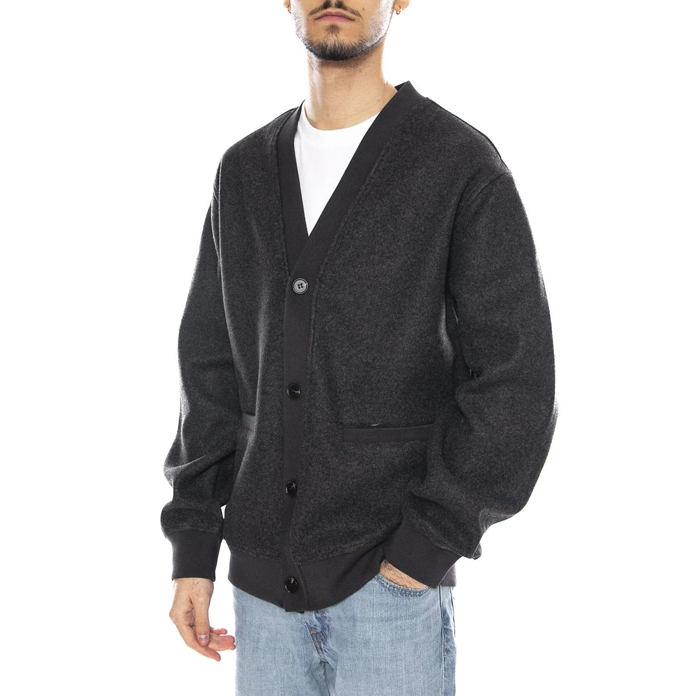 Victor Cardigan OTW -- Men's Cardigan Dark Grey Melange Grey Men ONLY & SONS