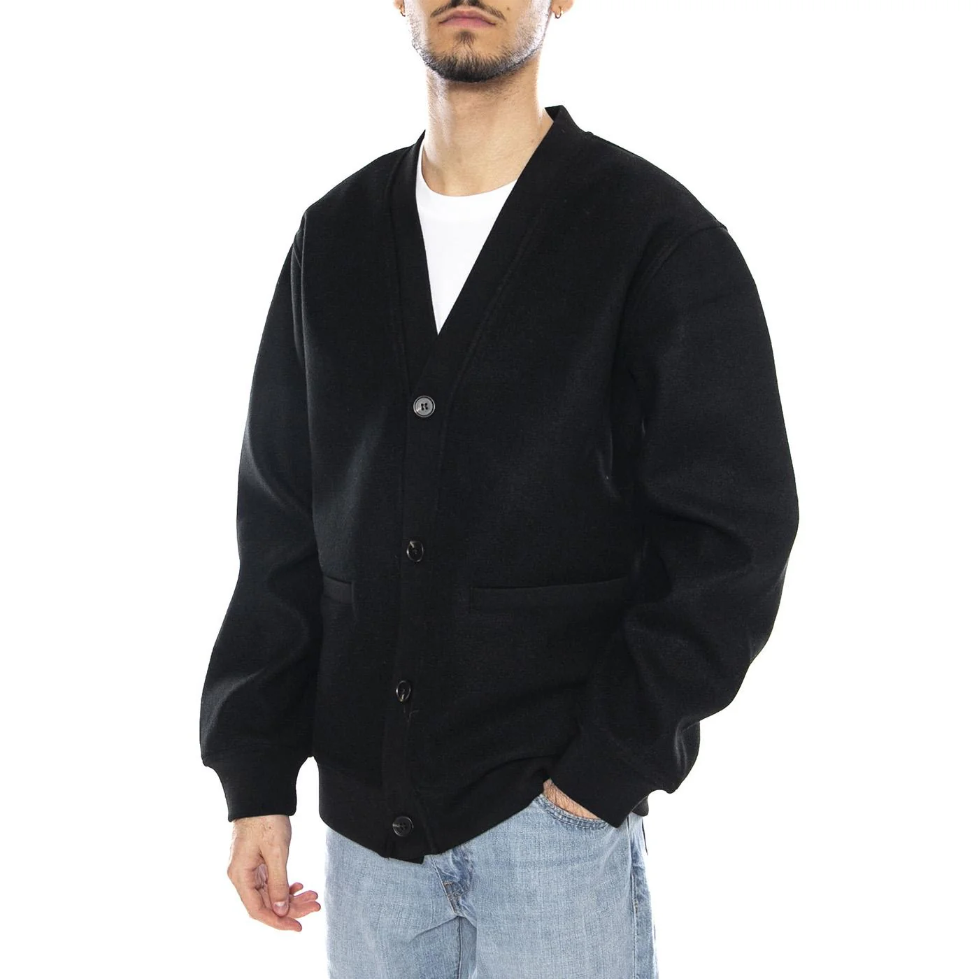 Victor Cardigan OTW -- ONLY & SONS Men's Black Cardigan