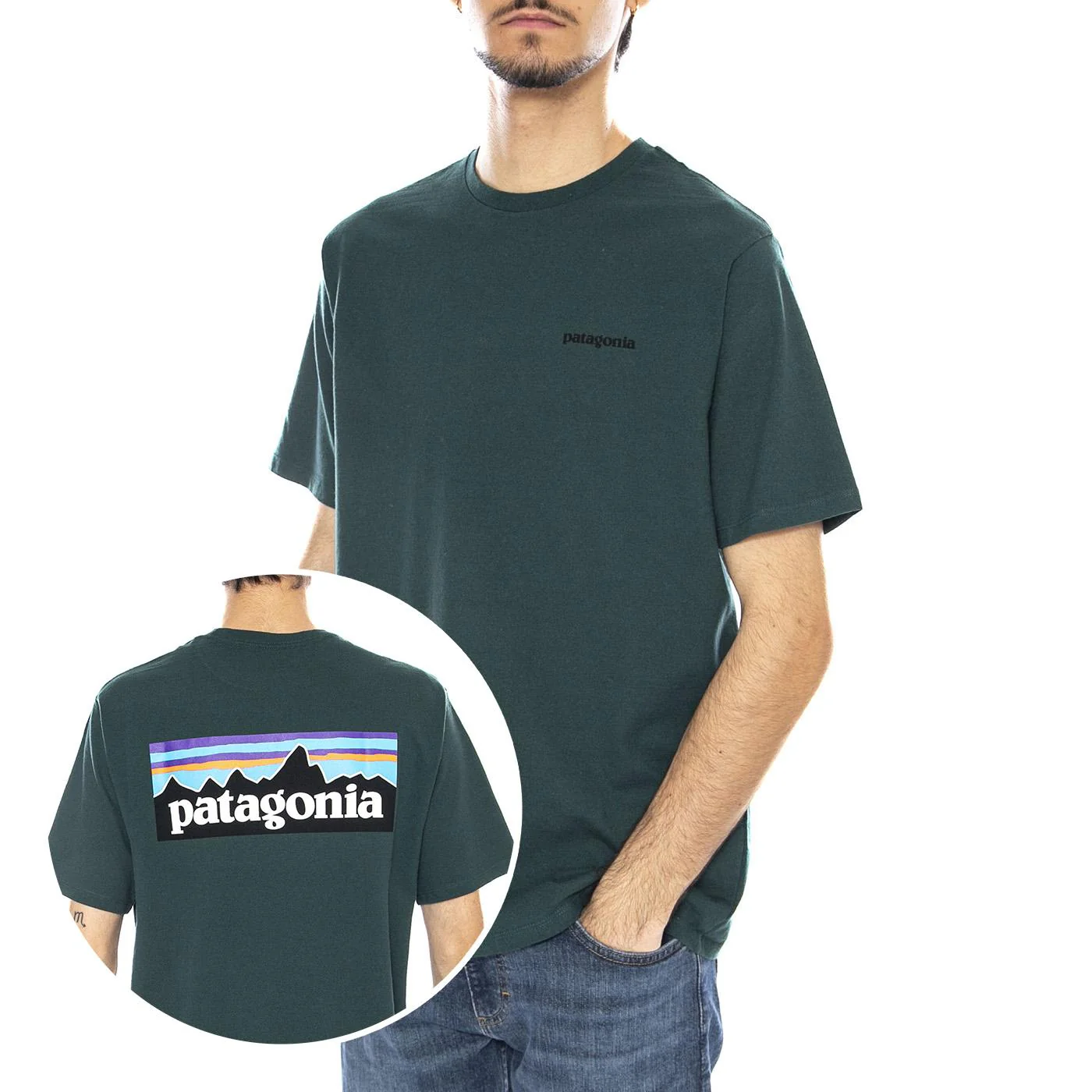 PATAGONIA M's P-6 Logo Responsibili-Tee Sage Green - Men's Crew Neck T-Shirt Green