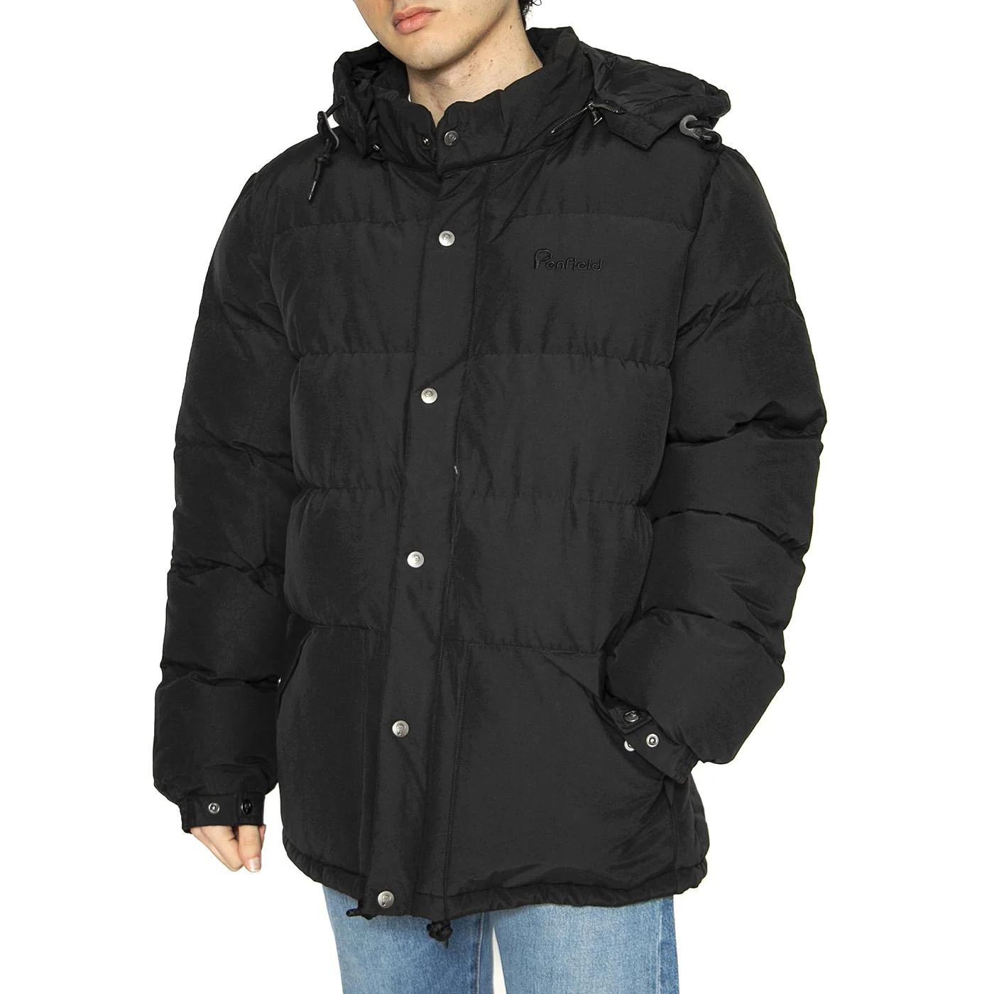 Contrast Puffer Jacket Black