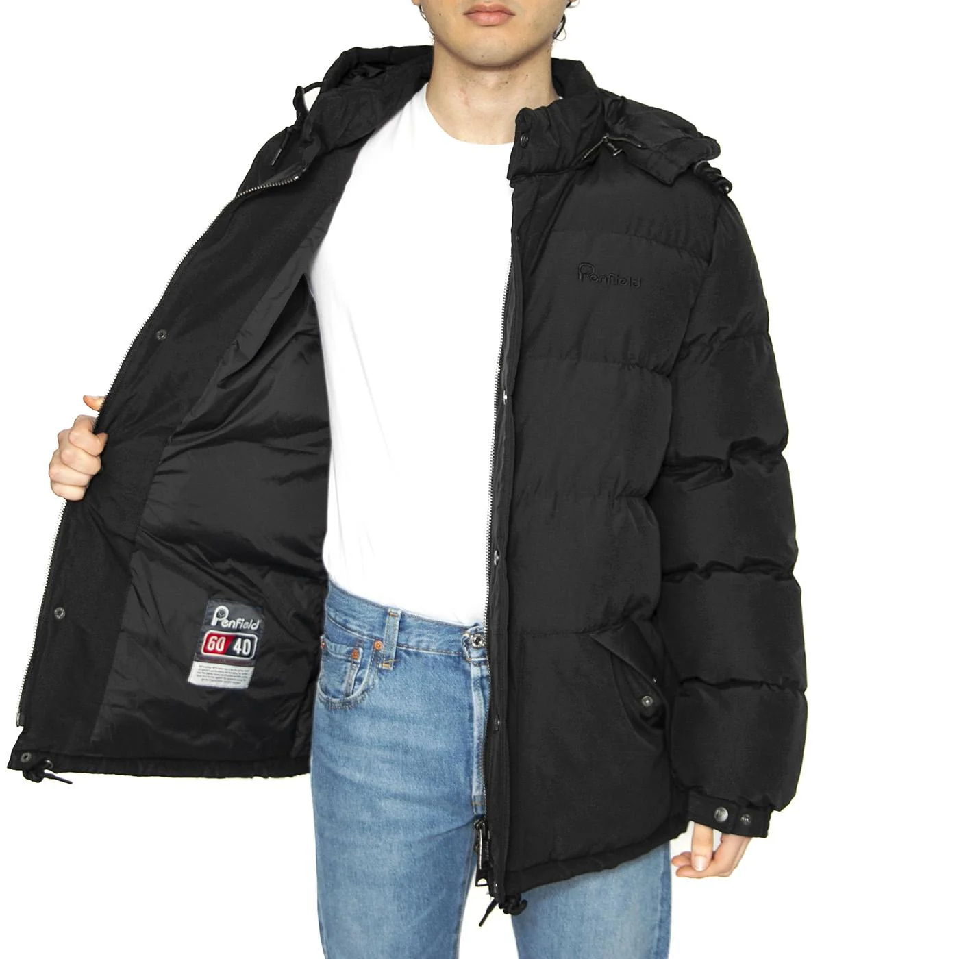 Contrast Puffer Jacket Black - Image 4