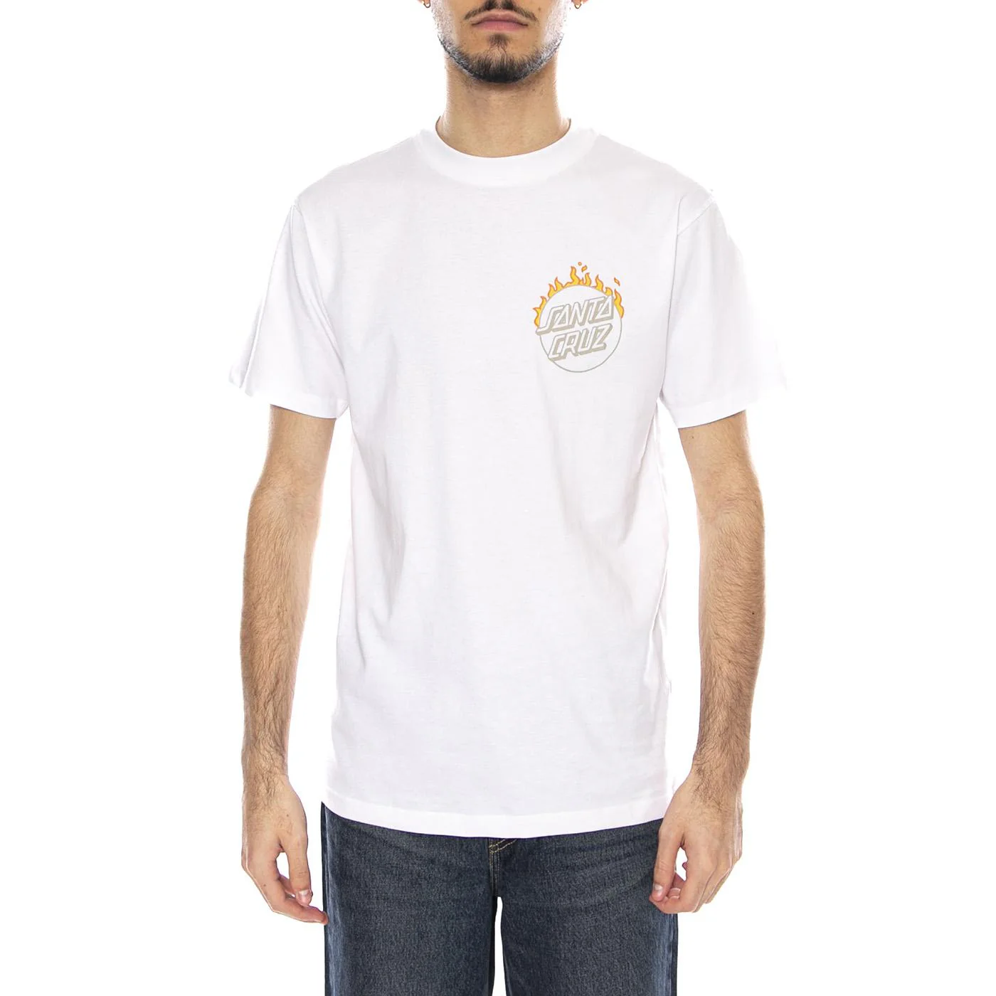 Burnt Opus OVRSZD -- Men's White T-Shirt SANTA CRUZ - Image 2