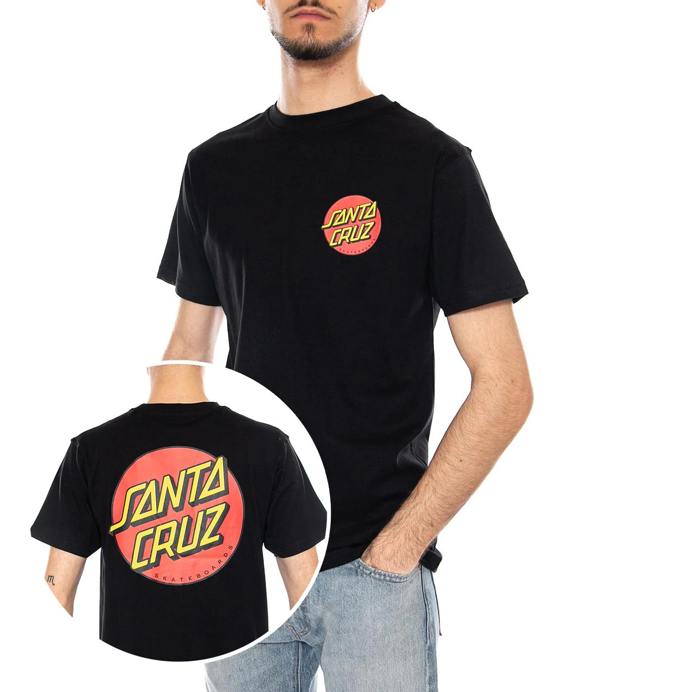 Classic Dot - Men's Crew Neck T-Shirt Black Men's SANTA CRUZ