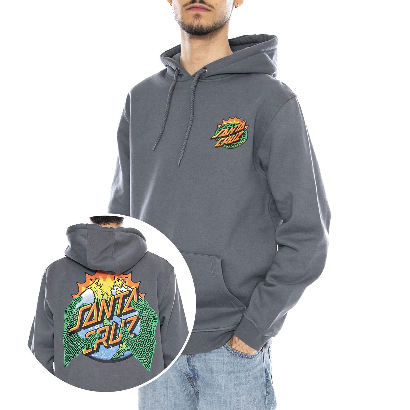 Kendall End Of The Dot -- Men's Grey Hoodie SANTA CRUZ