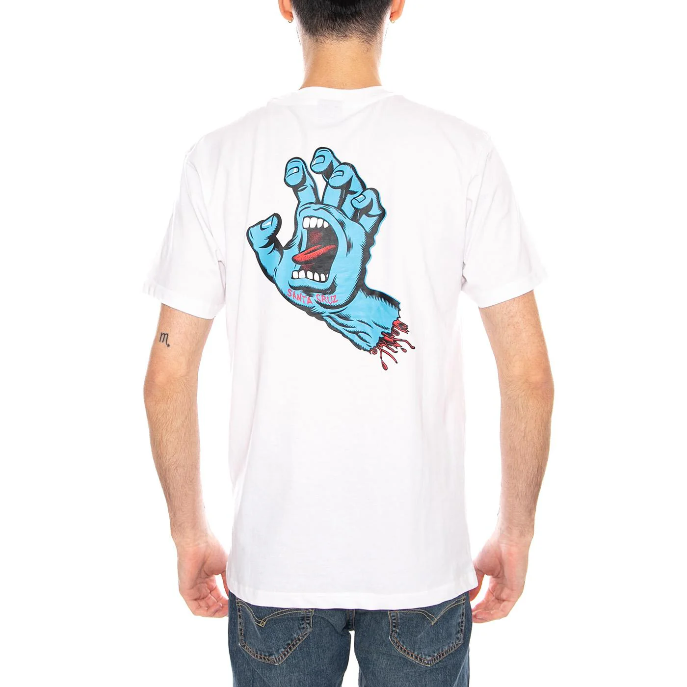 Screaming Hand White - Men's White Crew Neck T-Shirt Men SANTA CRUZ - Image 3