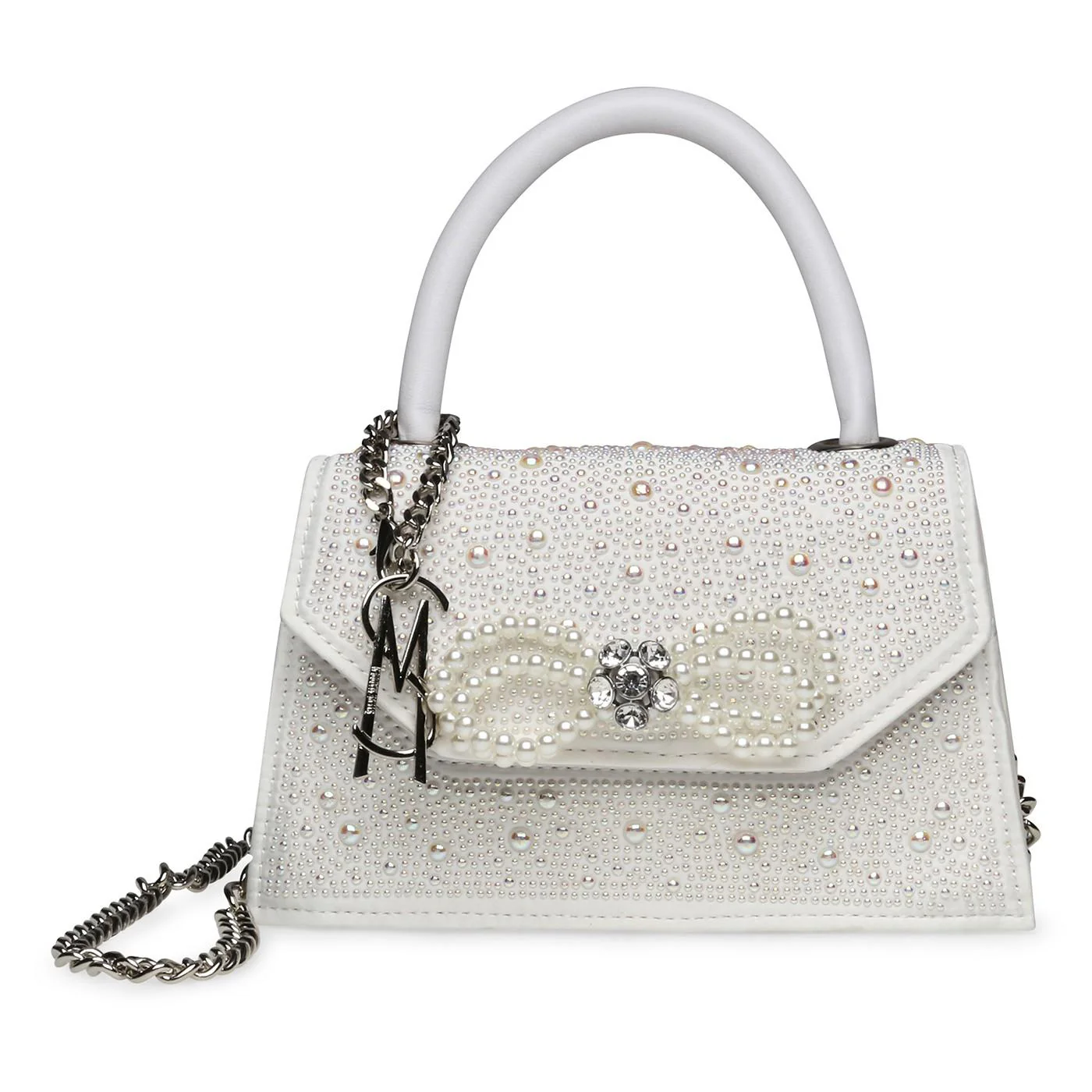 BAdore White Synthetic PU / Synthetic Pearls Bag