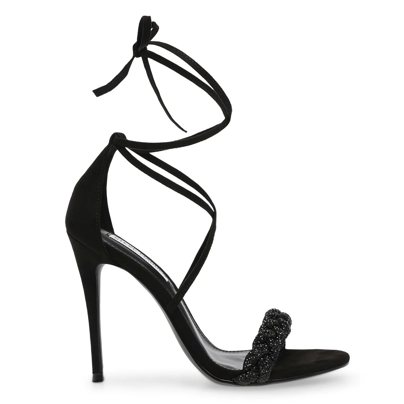 Bejeweled Black Crystal Microsuede + Stones Sandals - Image 2