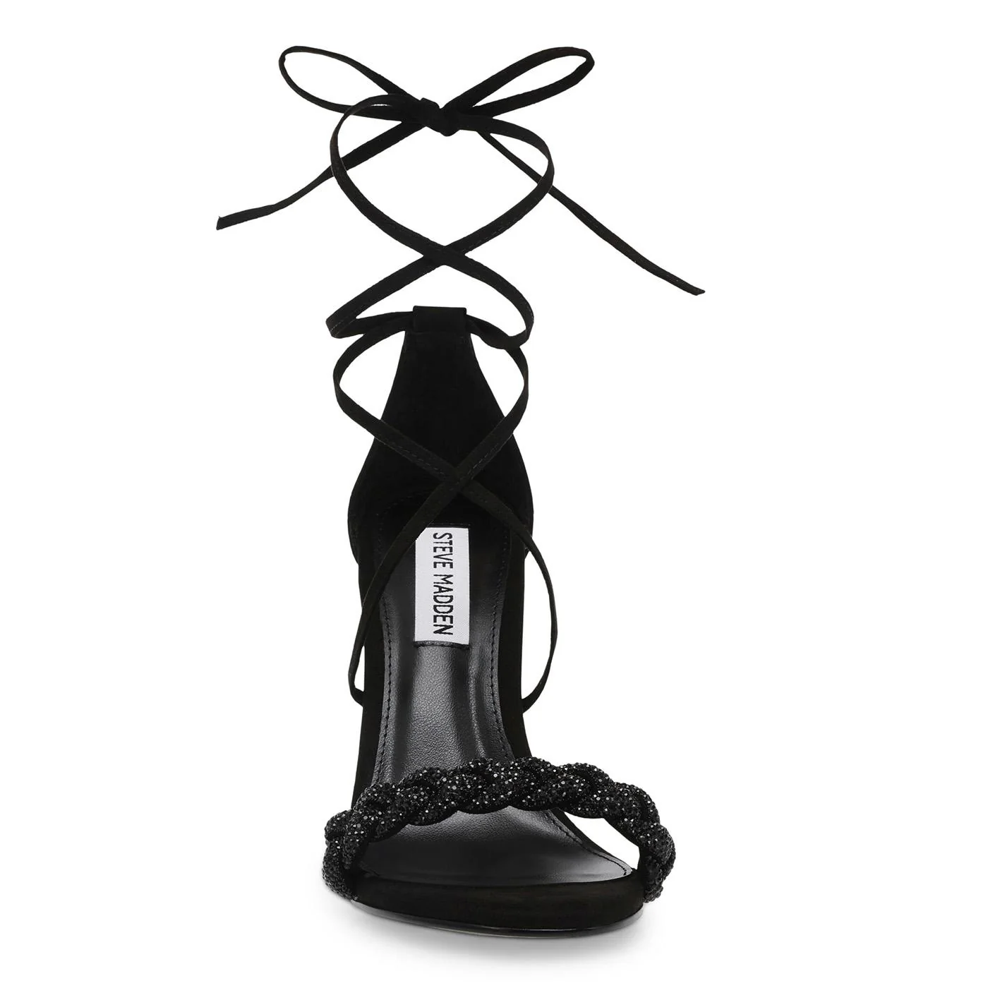 Bejeweled Black Crystal Microsuede + Stones Sandals - Image 6