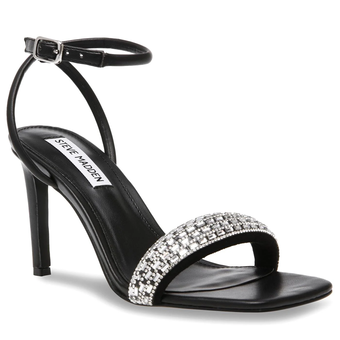 Entice-R Black / Silver Micro Fab + Clr Stones + PU Sandals