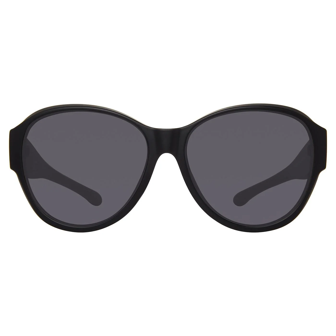 Hughe Matte Black Silver Logo Solid Sunglasses - Image 2