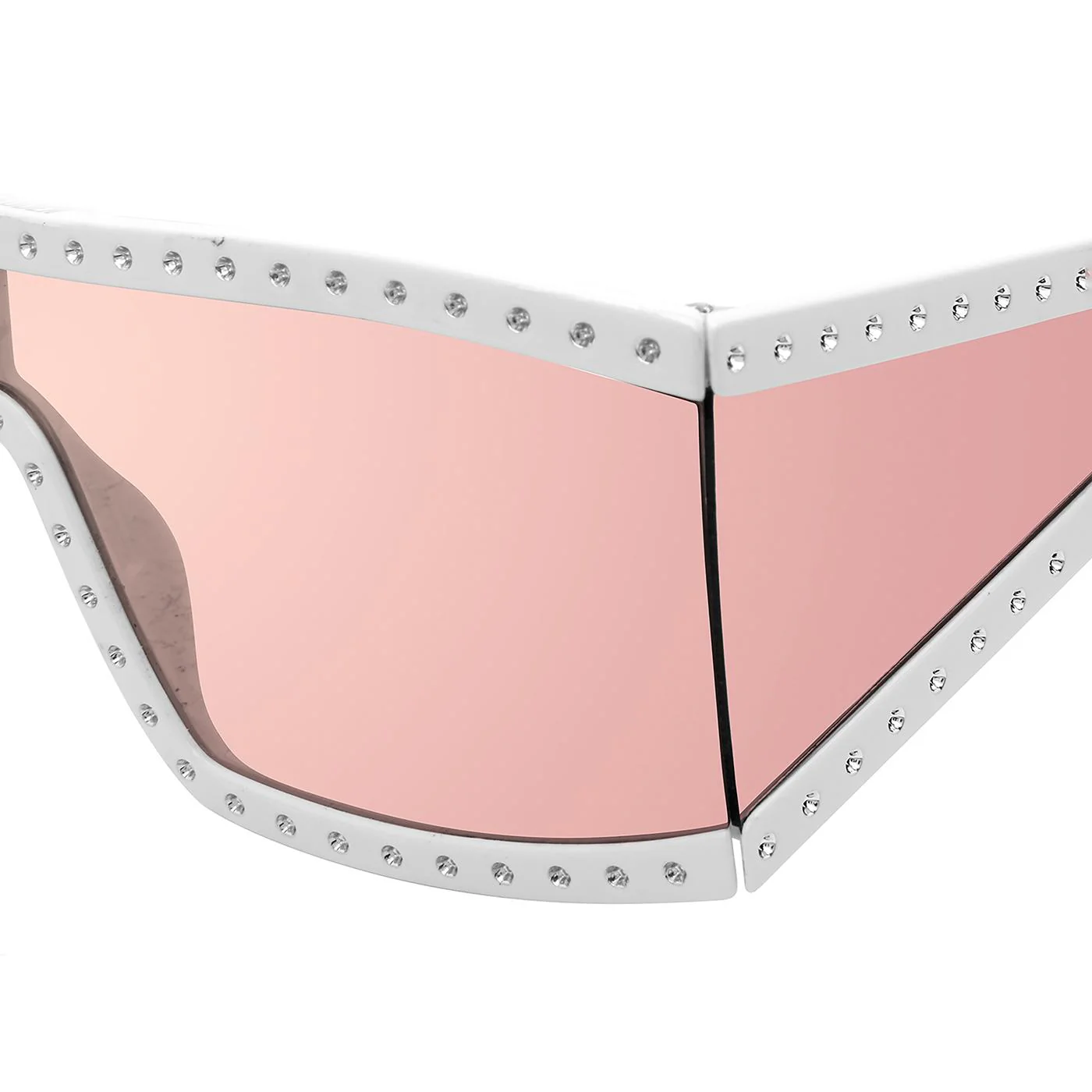 Jagger White Opaque Silver Glitter Rose Flash Sunglasses - Image 4
