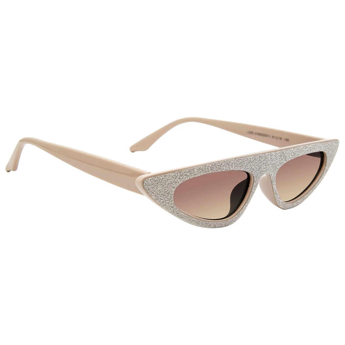 Lizo Tan Opaque With Silver Glitter Brown Gradient Sunglasses - Image 3