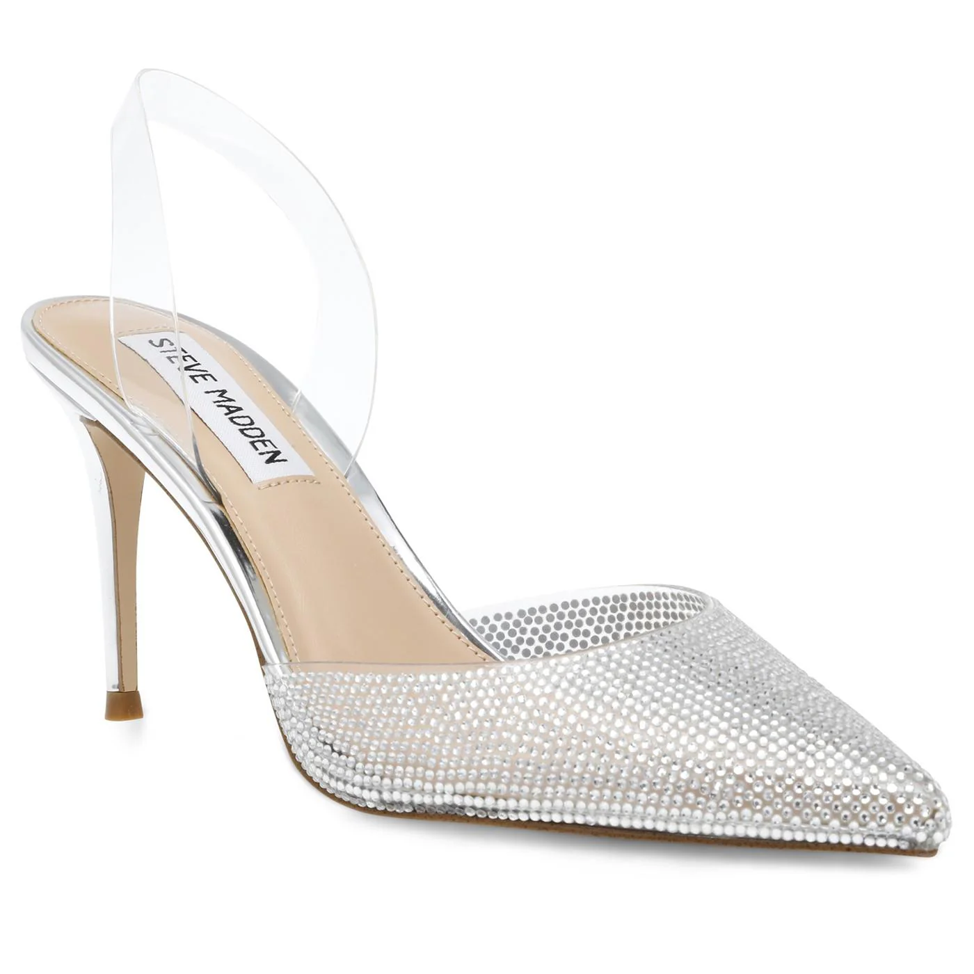 W' Lucyle Silver Clear Vinyl + Clear Stones Pumps